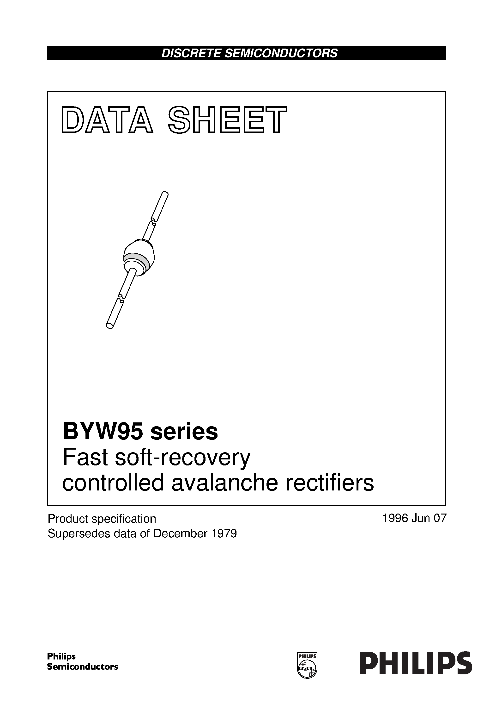 Datasheet BYW95C page 1 Datasheet BYW95C - Fast soft-recovery controlled avalanche rectifiers page 1