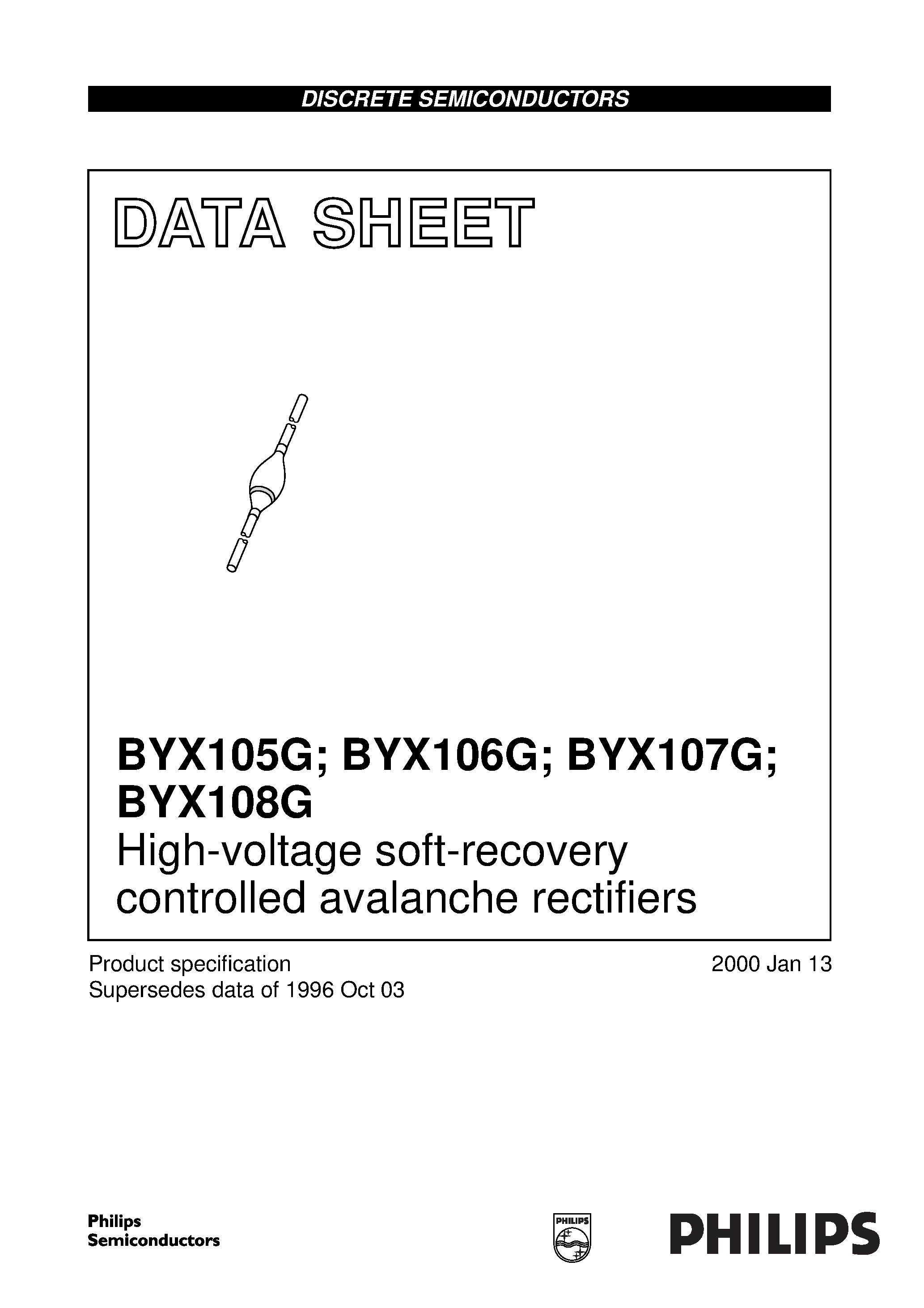 Datasheet BYX106G - High-voltage soft-recovery controlled avalanche rectifiers page 1