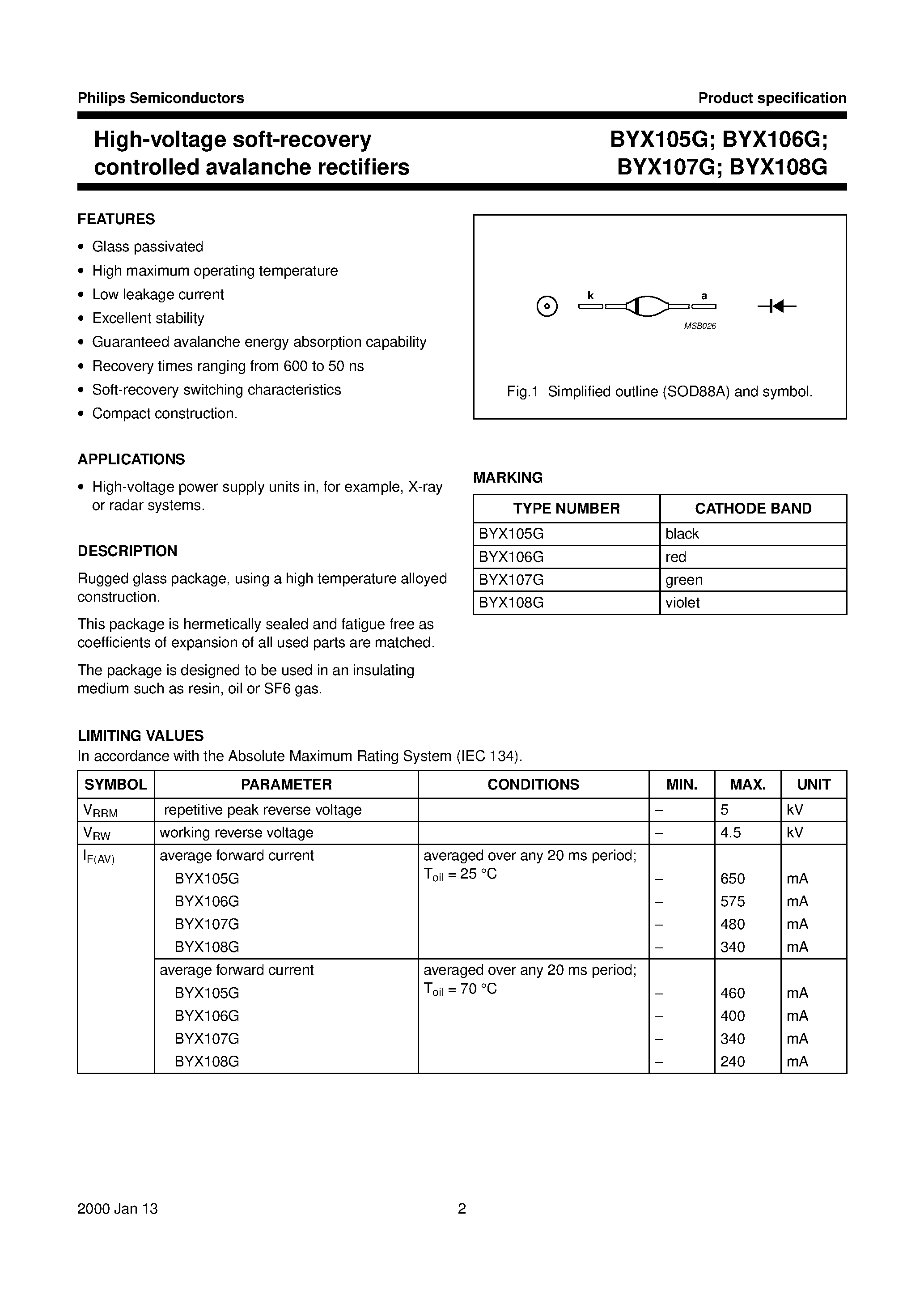 Datasheet BYX107G page 2 Datasheet BYX107G - High-voltage soft-recovery controlled avalanche rectifiers page 2