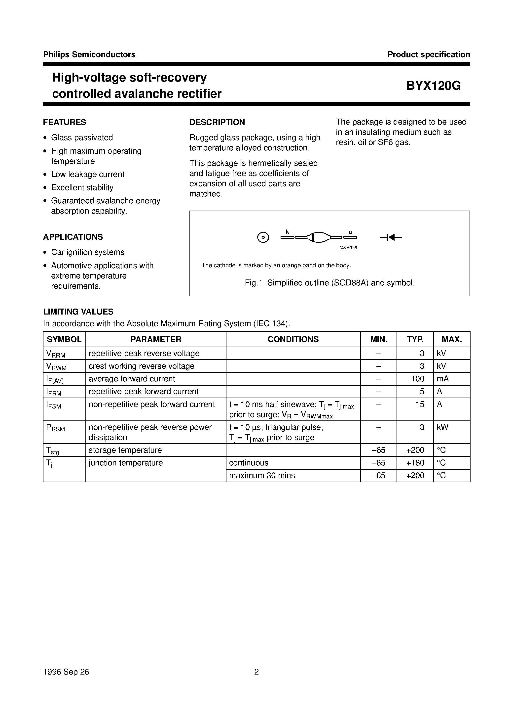 Datasheet BYX120G page 2 Datasheet BYX120G - High-voltage soft-recovery controlled avalanche rectifier page 2