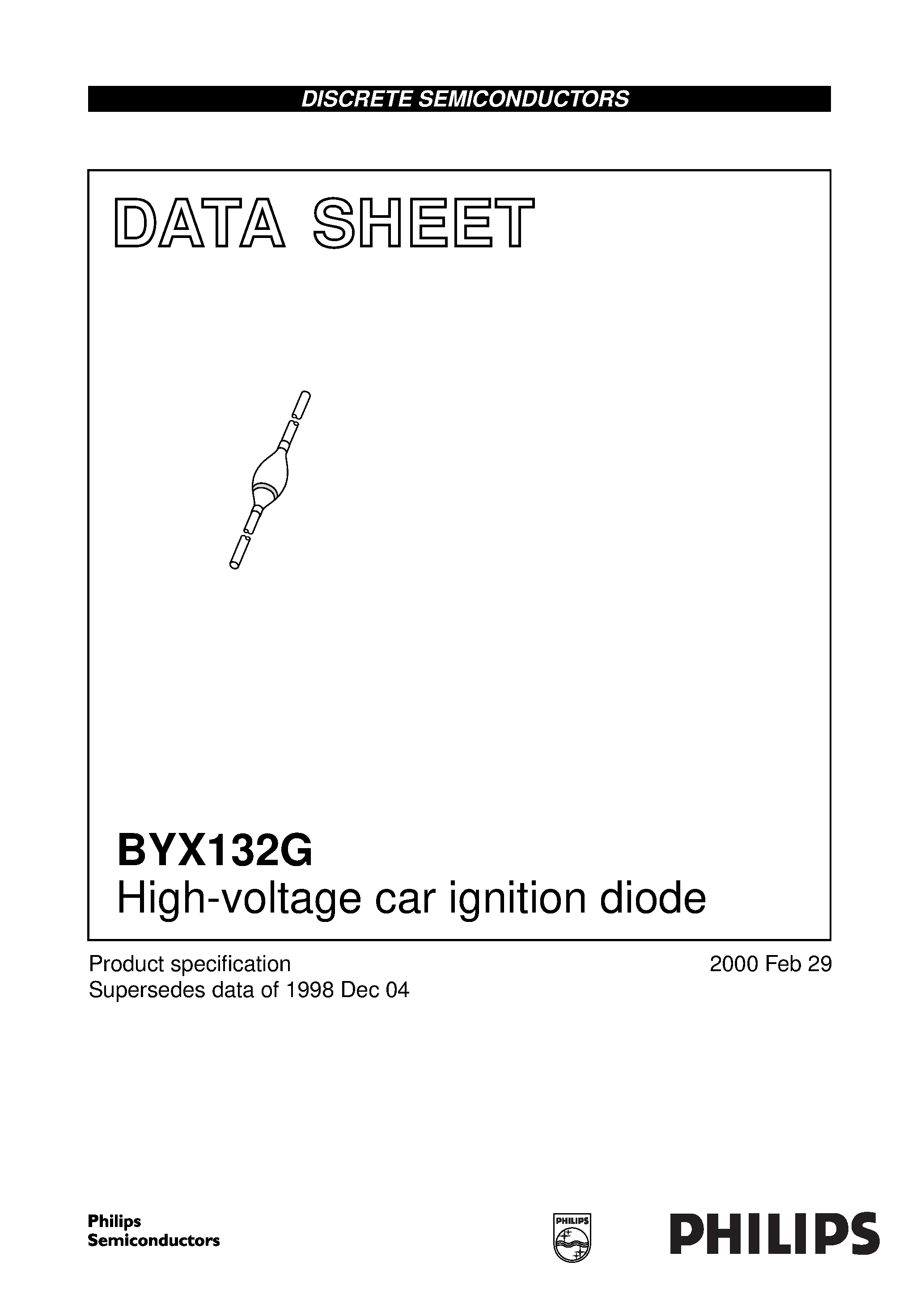 Datasheet BYX132G page 1 Datasheet BYX132G - High-voltage car ignition diode page 1