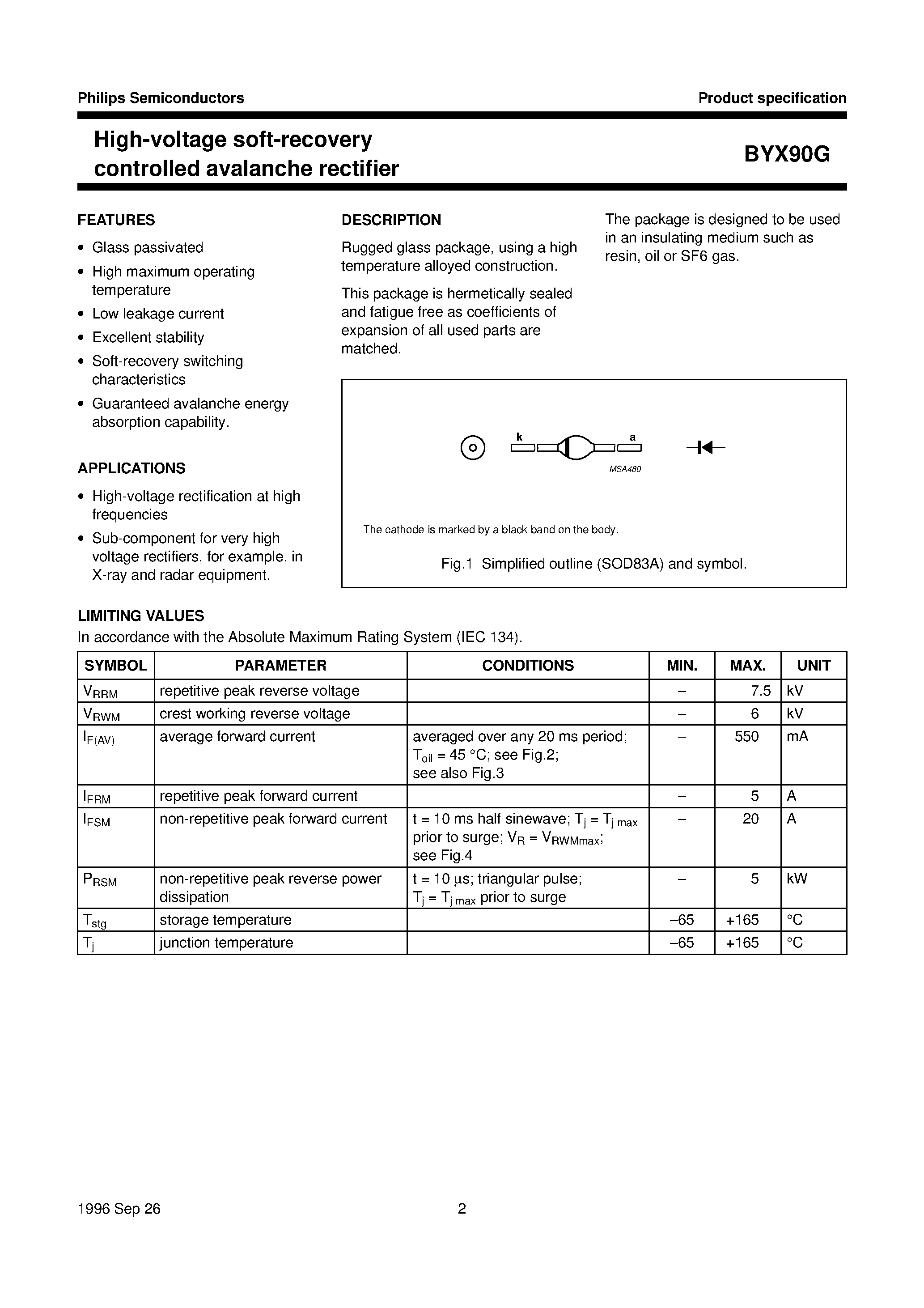 Datasheet BYX90G page 2 Datasheet BYX90G - High-voltage soft-recovery controlled avalanche rectifier page 2