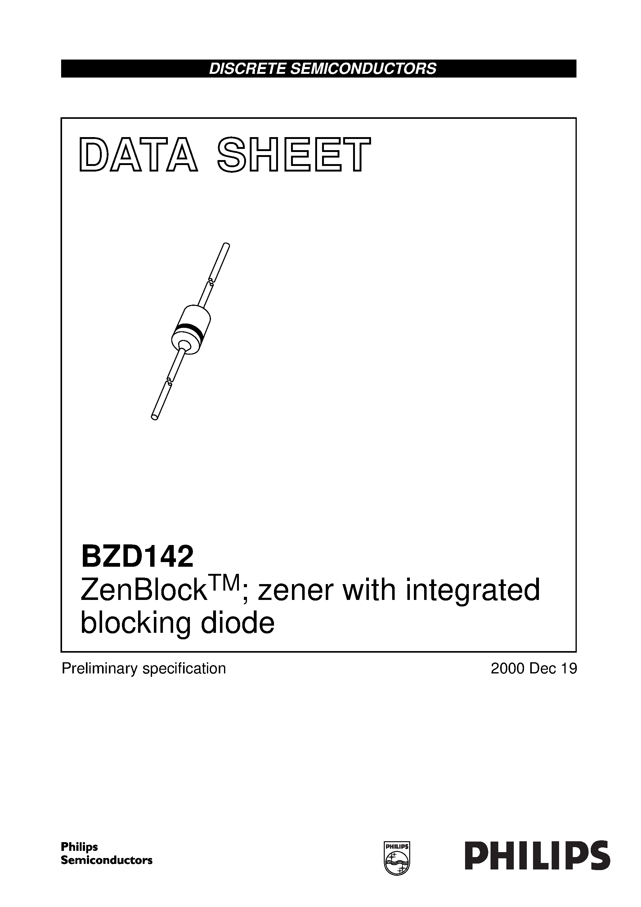 Datasheet BZD142-120 page 1 Datasheet BZD142-120 - ZenBlockTM; zener with integrated blocking diode page 1