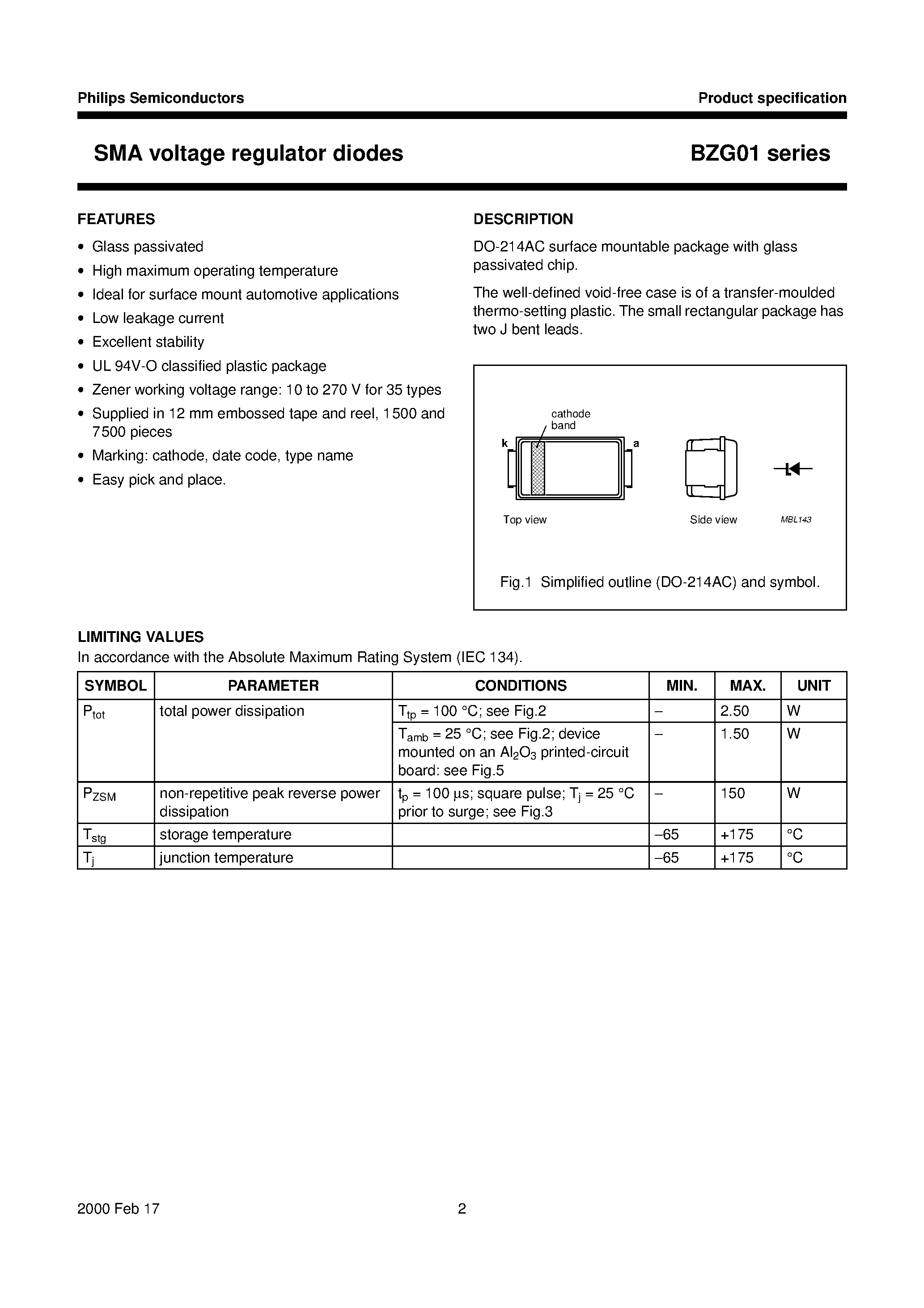 Datasheet BZG01-C13 page 2 Datasheet BZG01-C13 - Voltage regulator diodes page 2