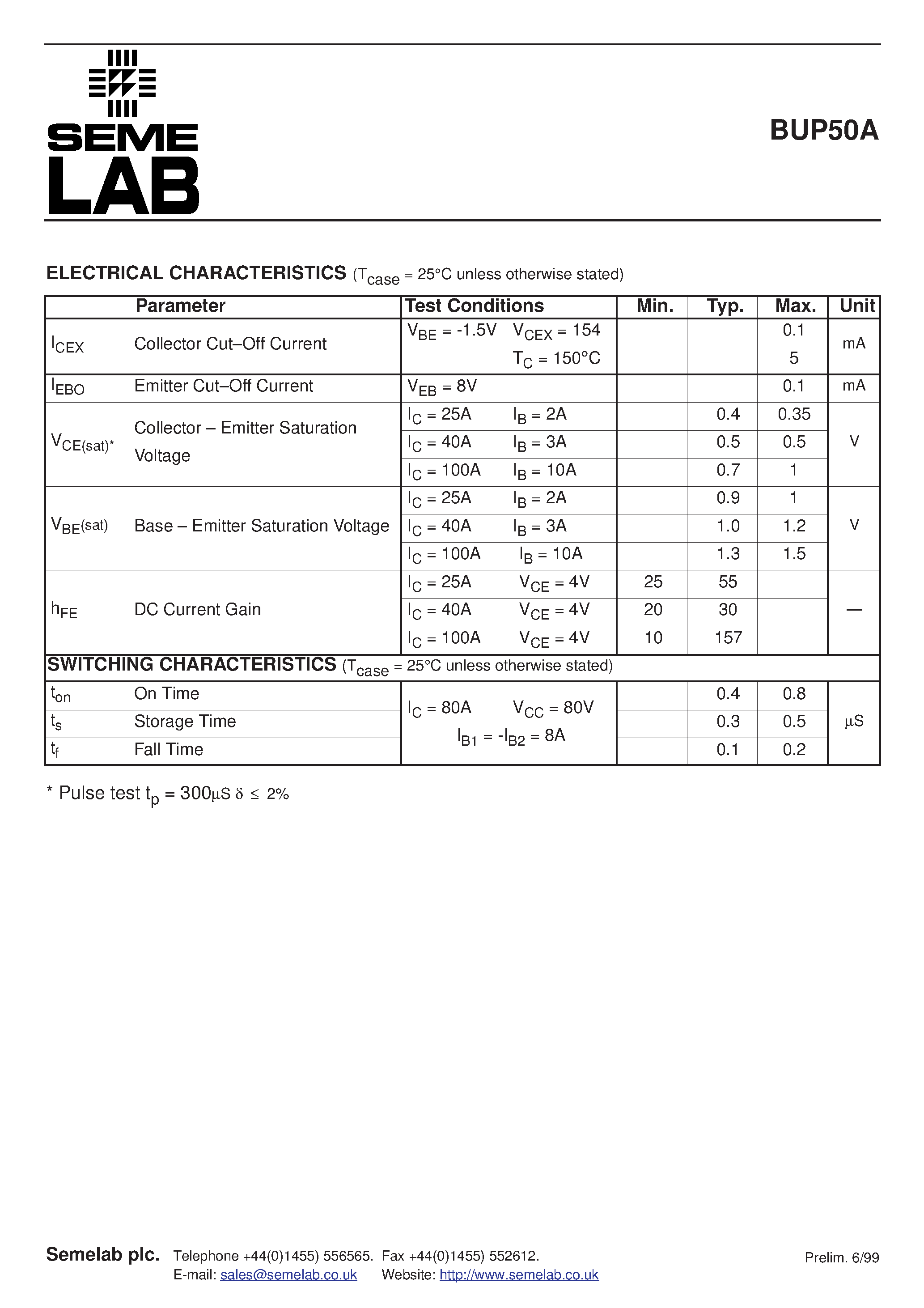 Даташит на микросхему BUP50A страница 2 Даташит BUP50A - NPN MULTI-EPITAXIAL VERY FAST SWITCHING HIGH POWER TRANSISTOR страница 2