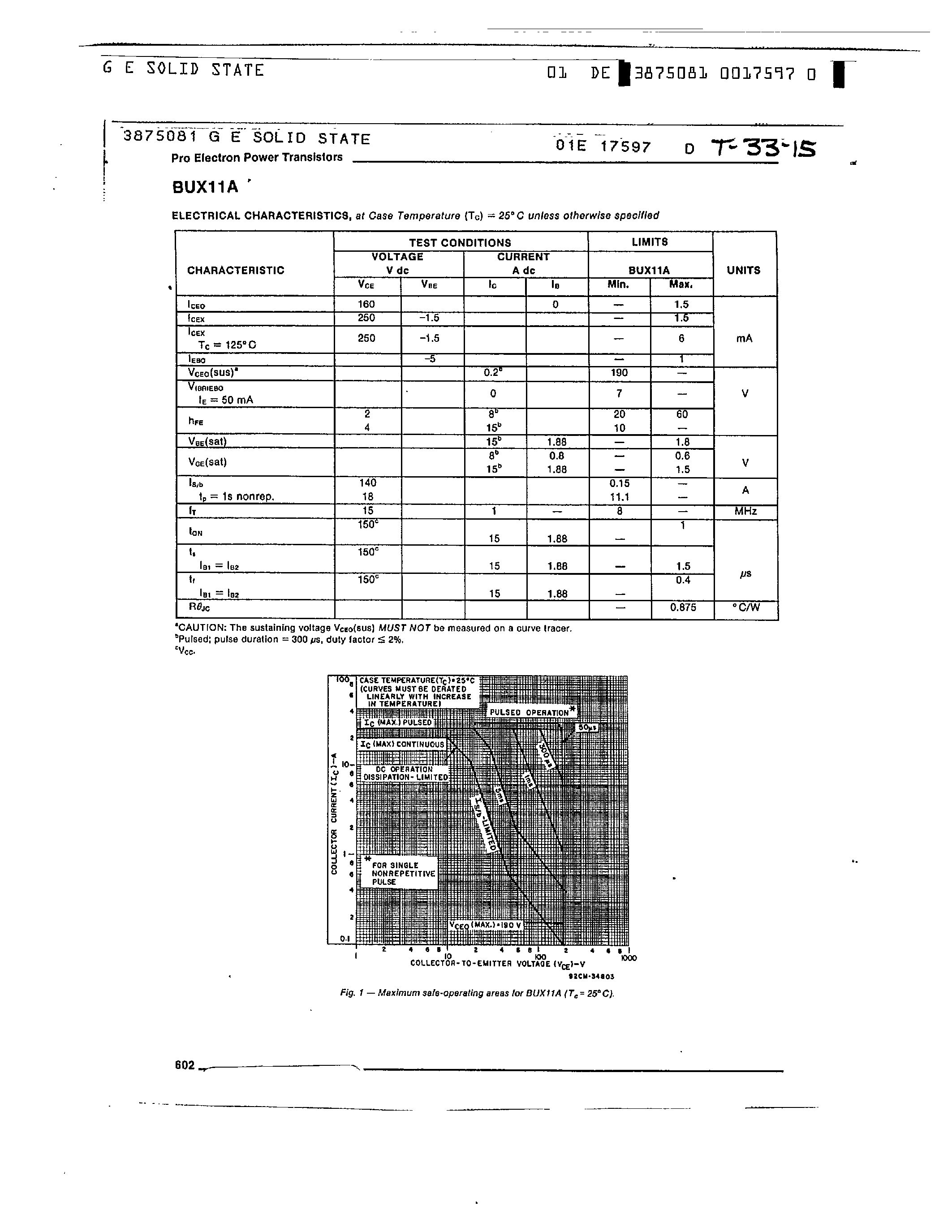 Datasheet BUX11A - HIGH CURRENT HIGH POWER HIGH SPEED SILICON N-P-N POWER TRANSISTOR page 2