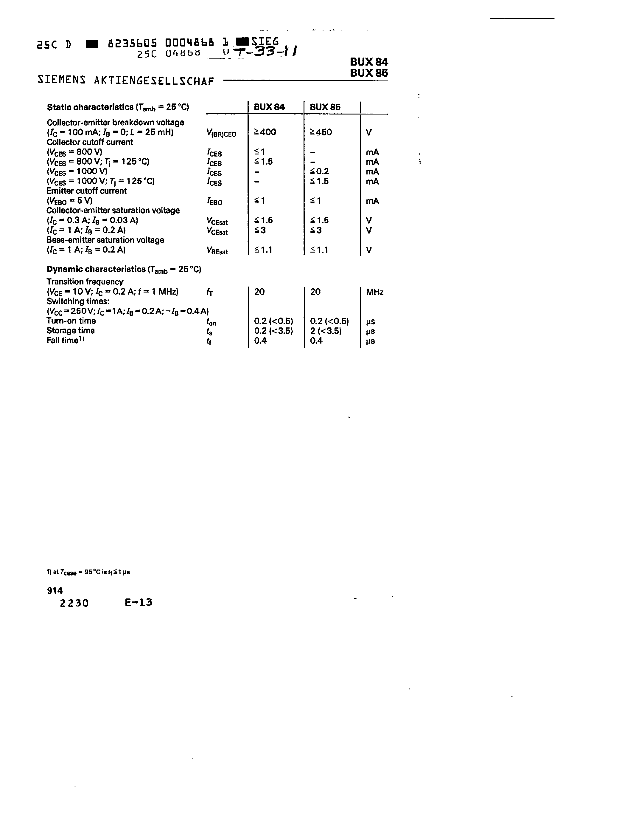 Даташит BUX84 - NPN SILICON POWER TRANSISTORS страница 2