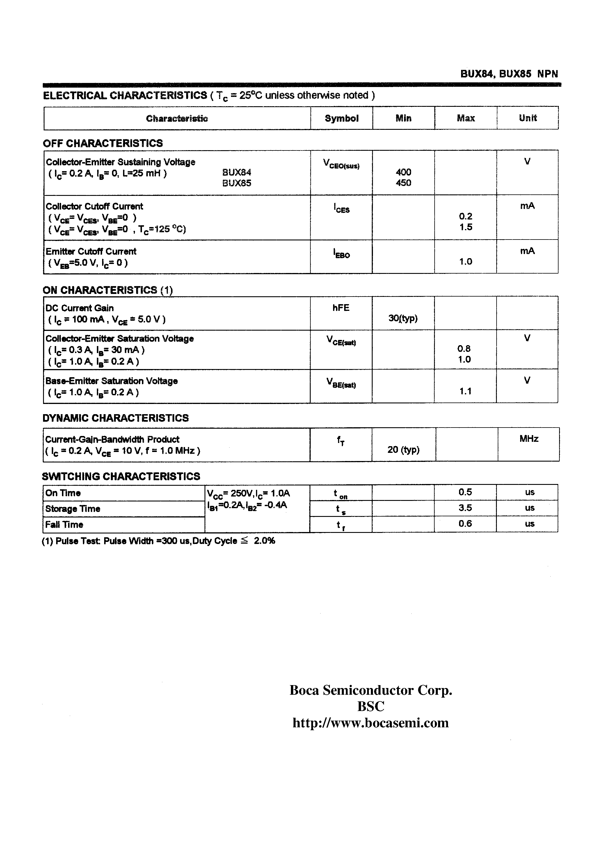 Даташит BUX84 - SWITCHMODE SERIES NPN POWER TRANSISTORS страница 2