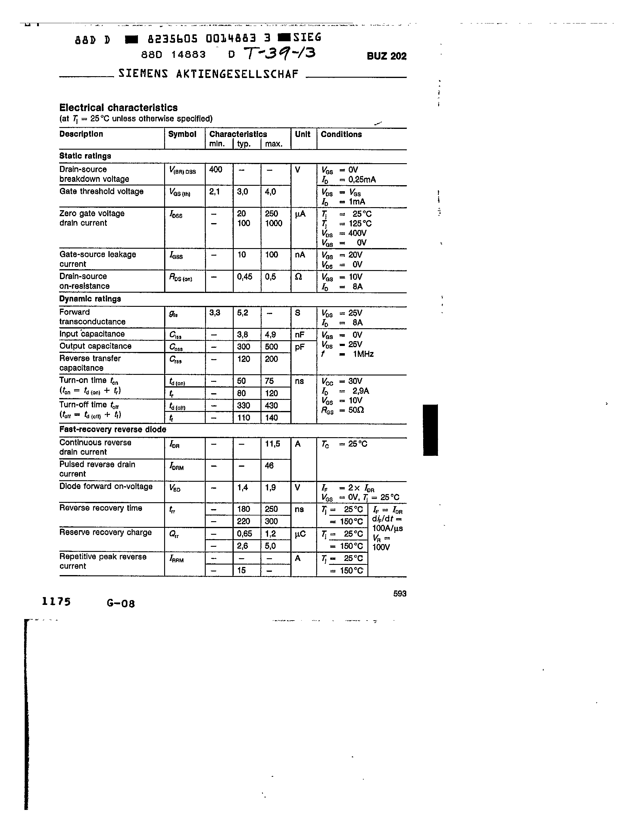 Datasheet BUZ202 page 2 Datasheet BUZ202 - MAIN RATINGS page 2