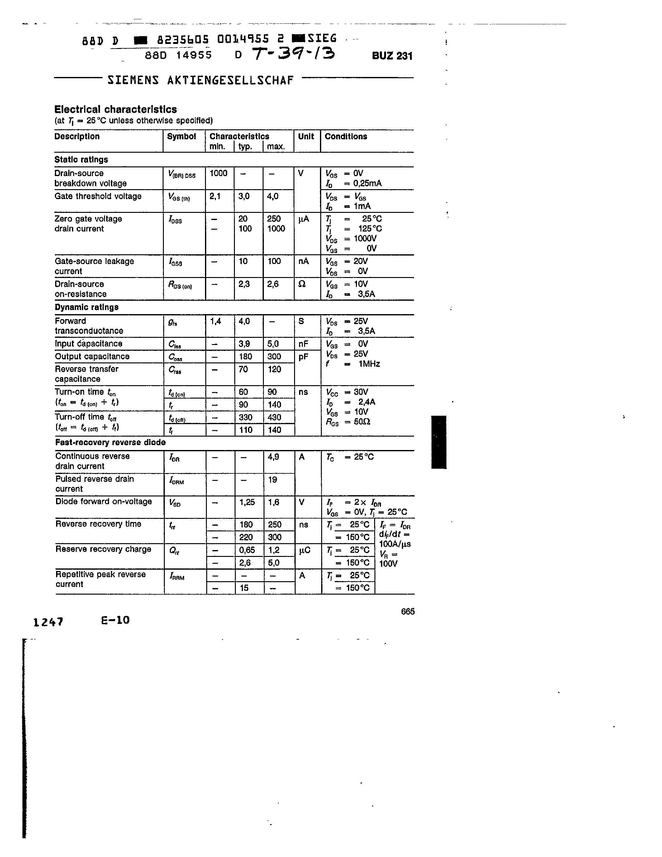 Datasheet BUZ27 page 2 Datasheet BUZ27 - main ratings page 2