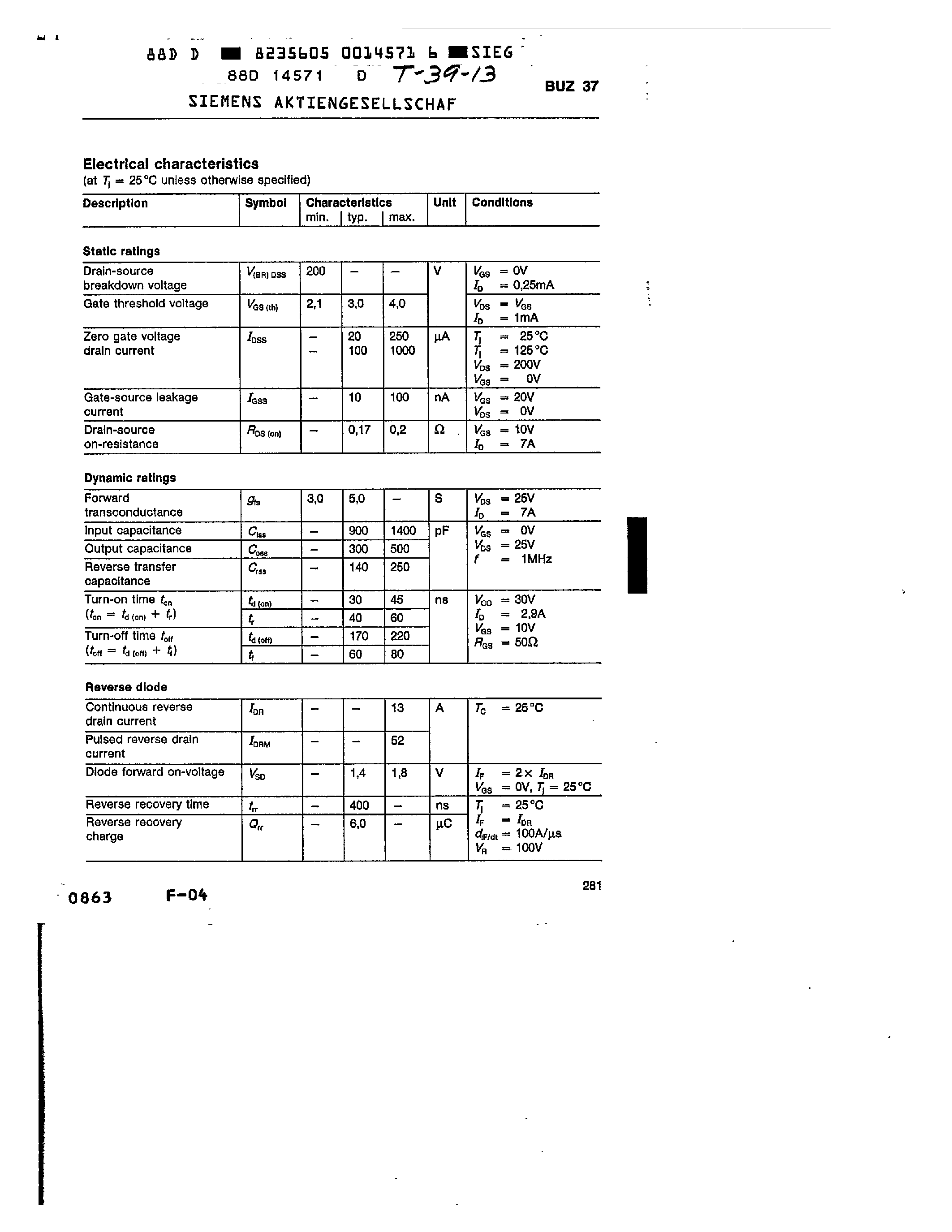 Datasheet BUZ37 - main ratings page 2
