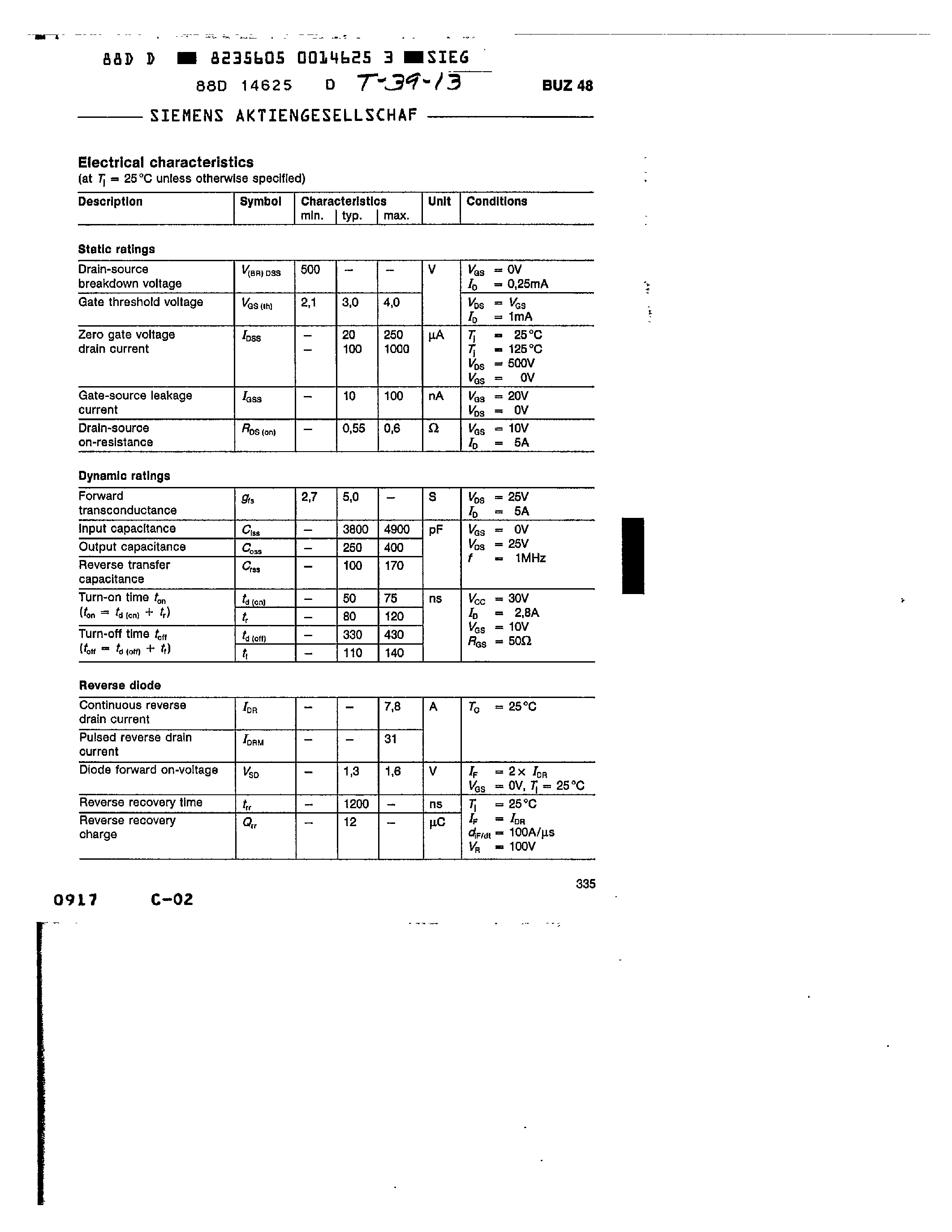 Даташит BUZ48 - main ratings страница 2