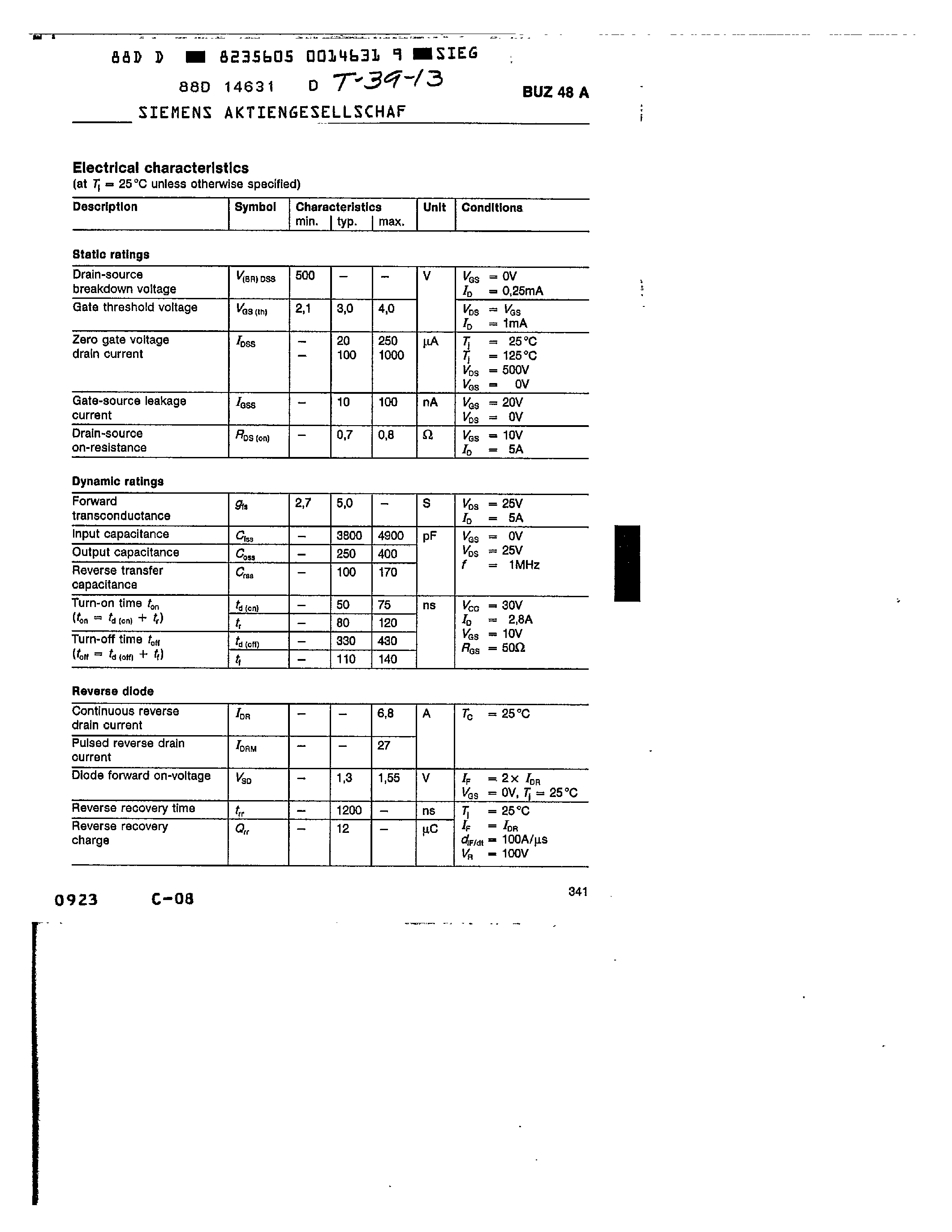 Даташит BUZ48A - main ratings страница 2