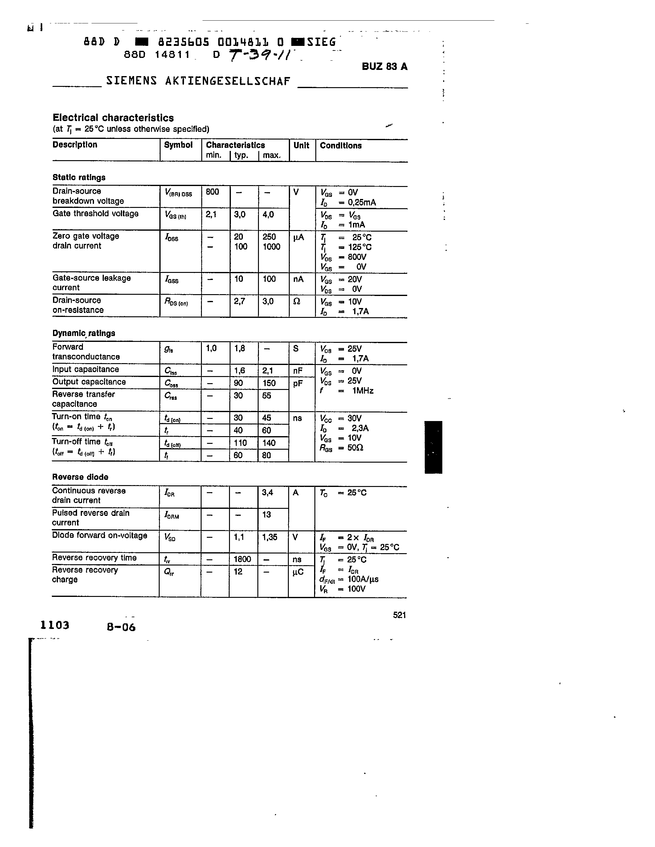 Datasheet BUZ83A page 2 Datasheet BUZ83A - main ratings page 2