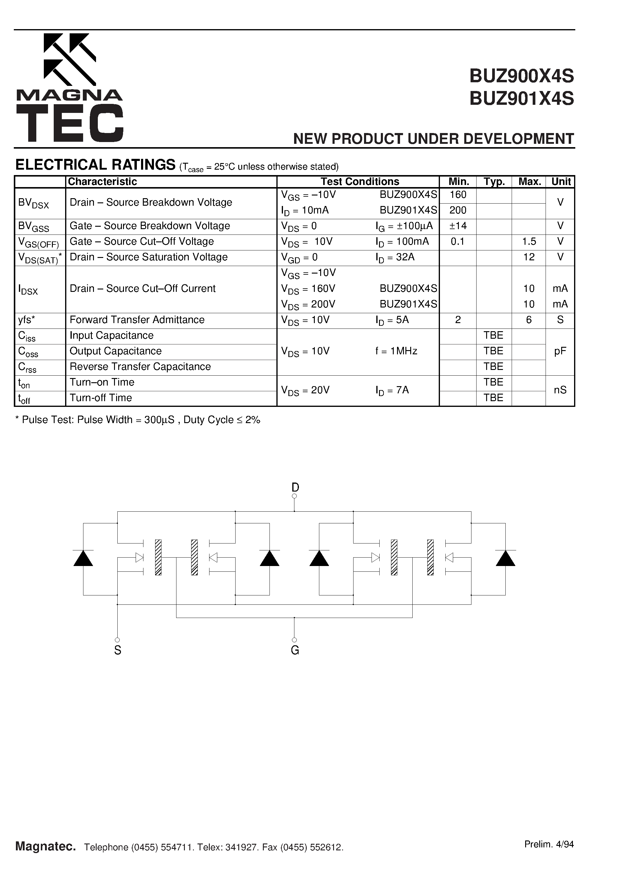 Даташит BUZ900X4S - NEW PRODUCT UNDER DEVELOPMENT страница 2