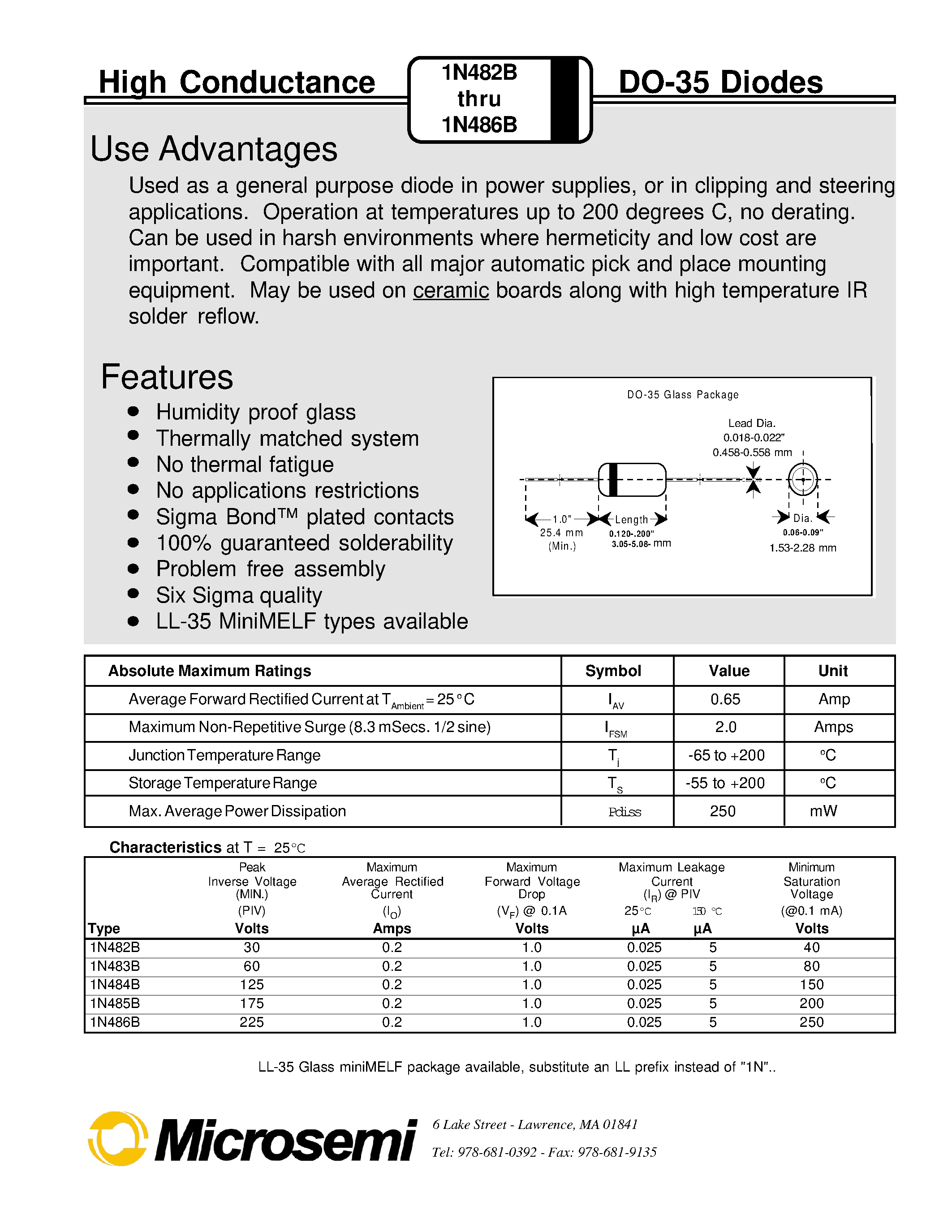 Datasheet 1N485B - GENERAL PURPOSE SILICON DIODES page 1