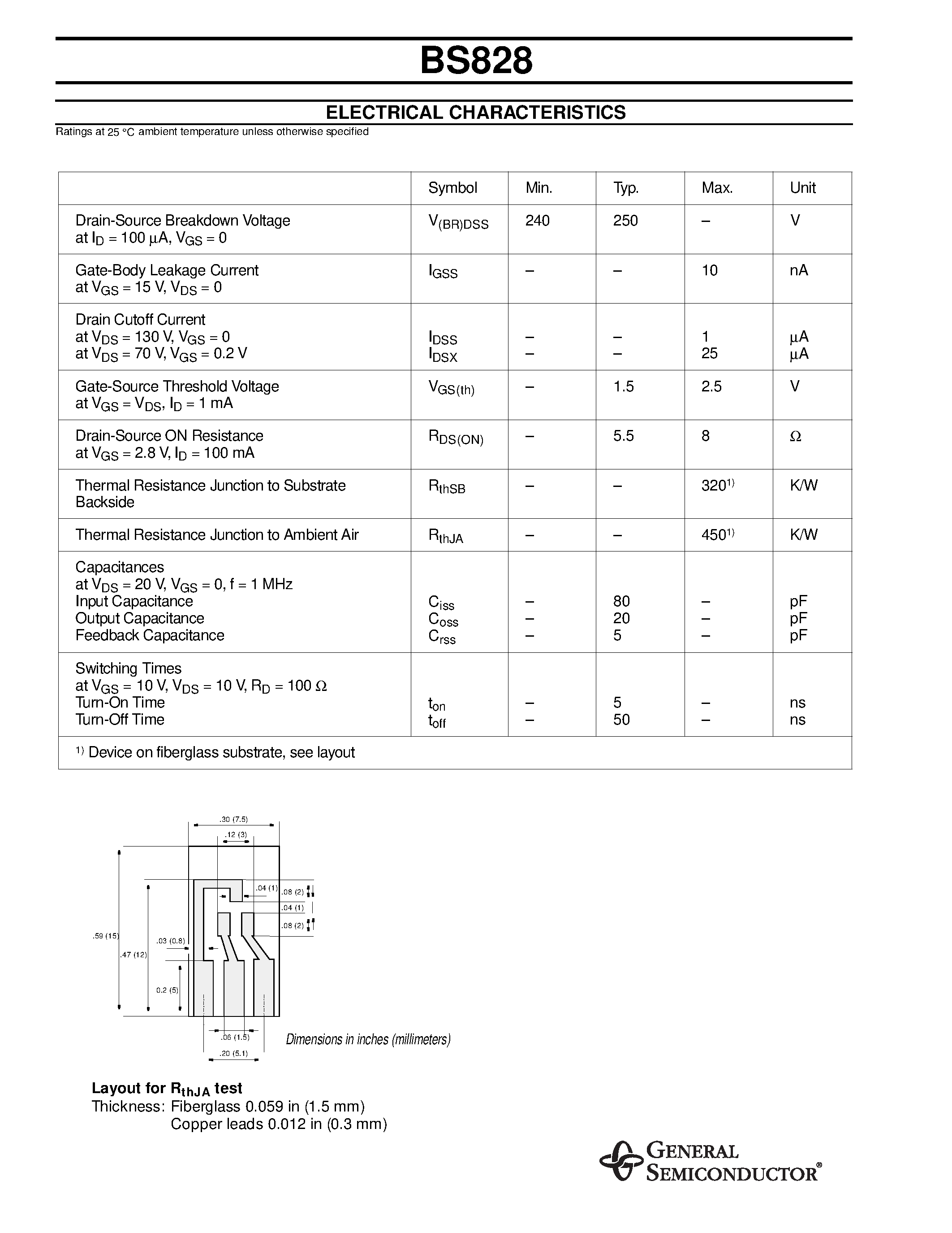 Даташит BS828 - DMOS Transistors (N-Channel) страница 2
