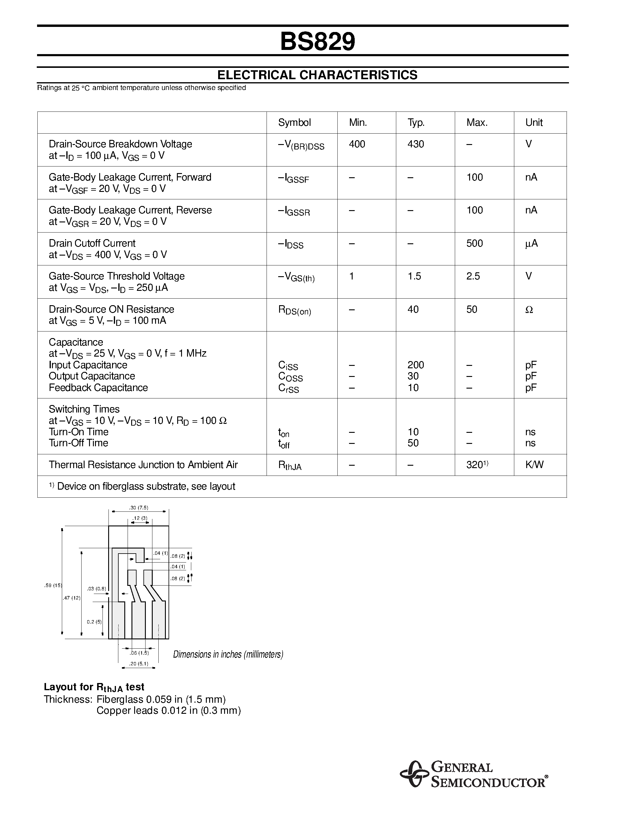 Datasheet BS829 - DMOS Transistors (P-Channel) page 2