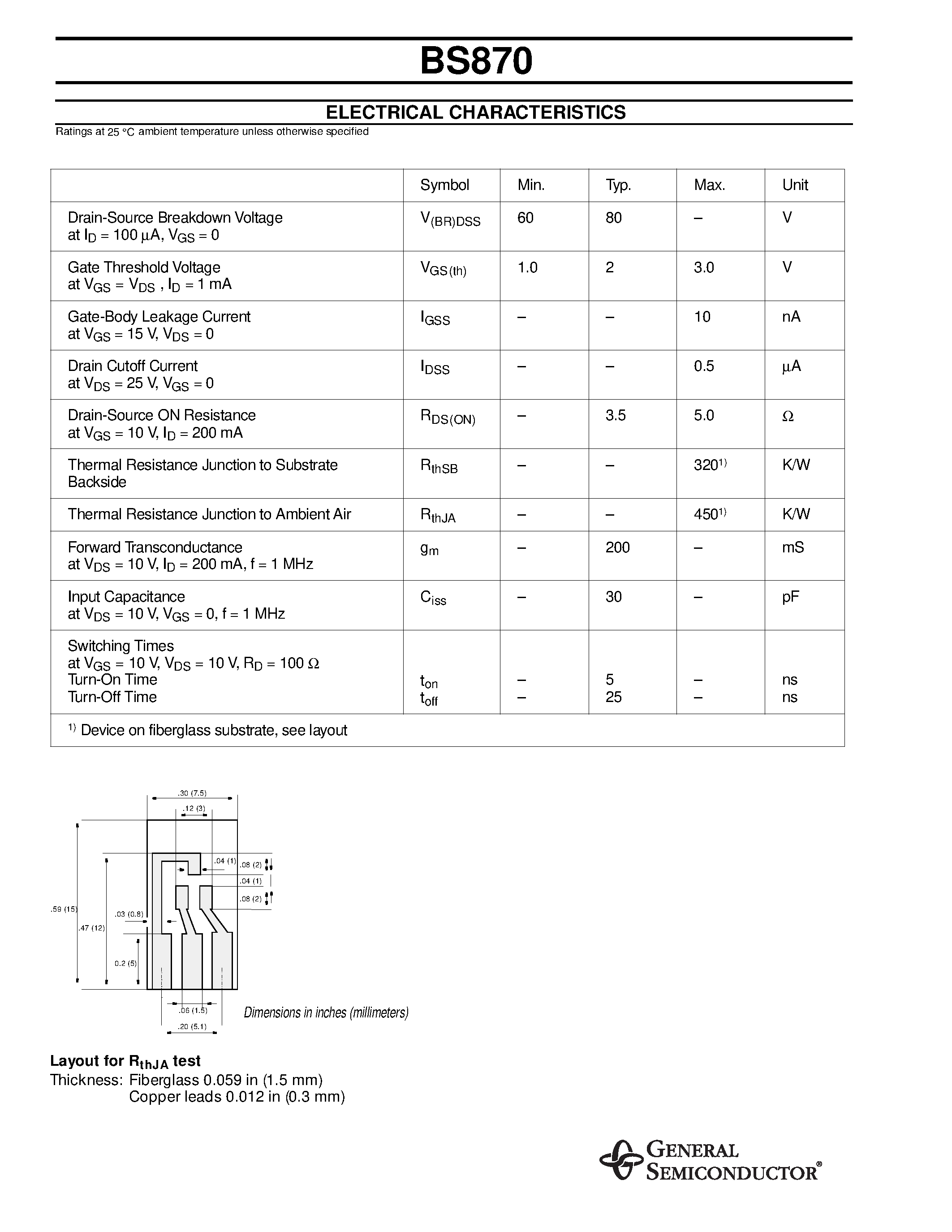 Даташит BS870 - DMOS Transistors (N-Channel) страница 2