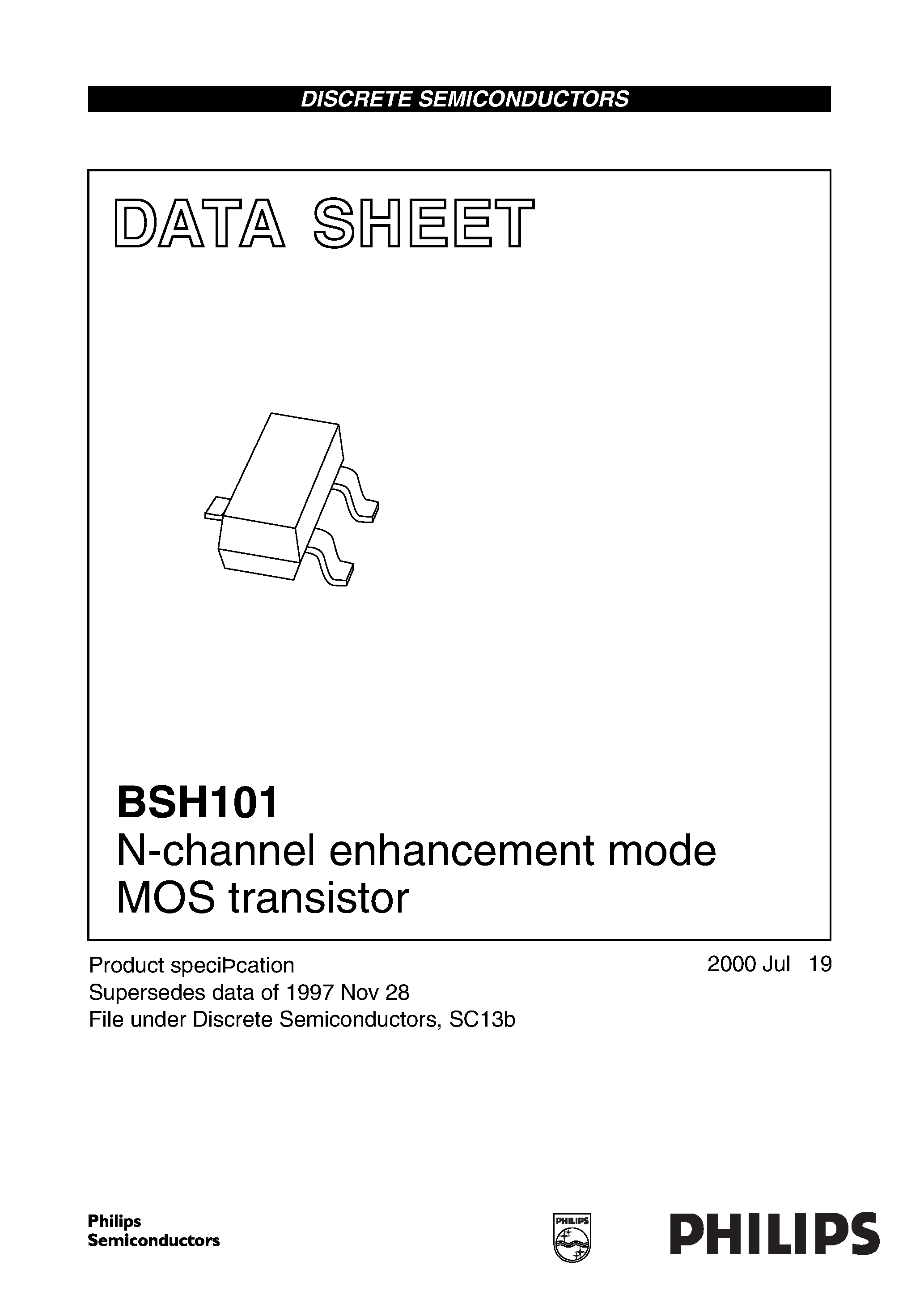 Datasheet BSH101 - N-channel enhancement mode MOS transistor page 1