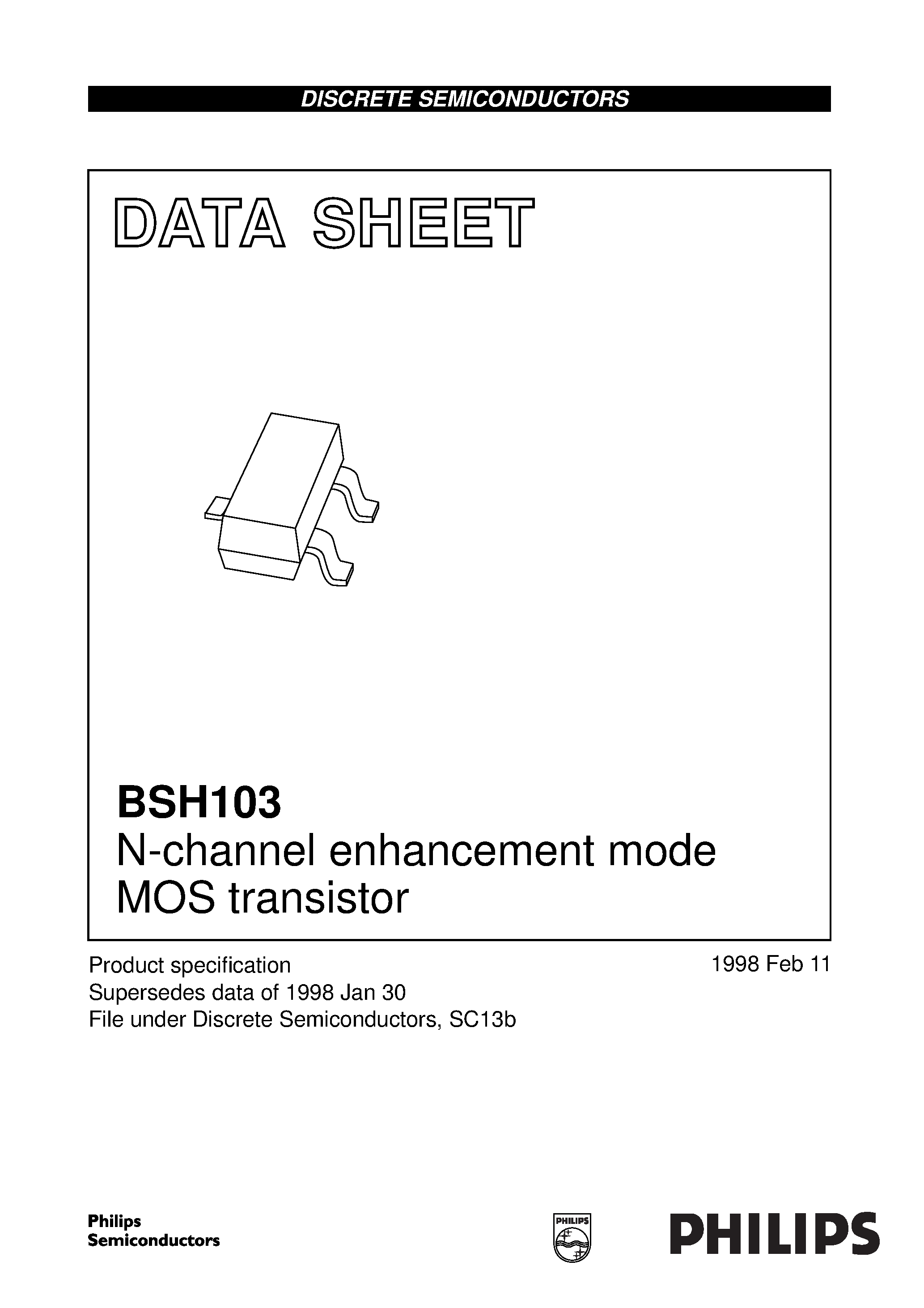 Datasheet BSH103 - N-channel enhancement mode MOS transistor page 1