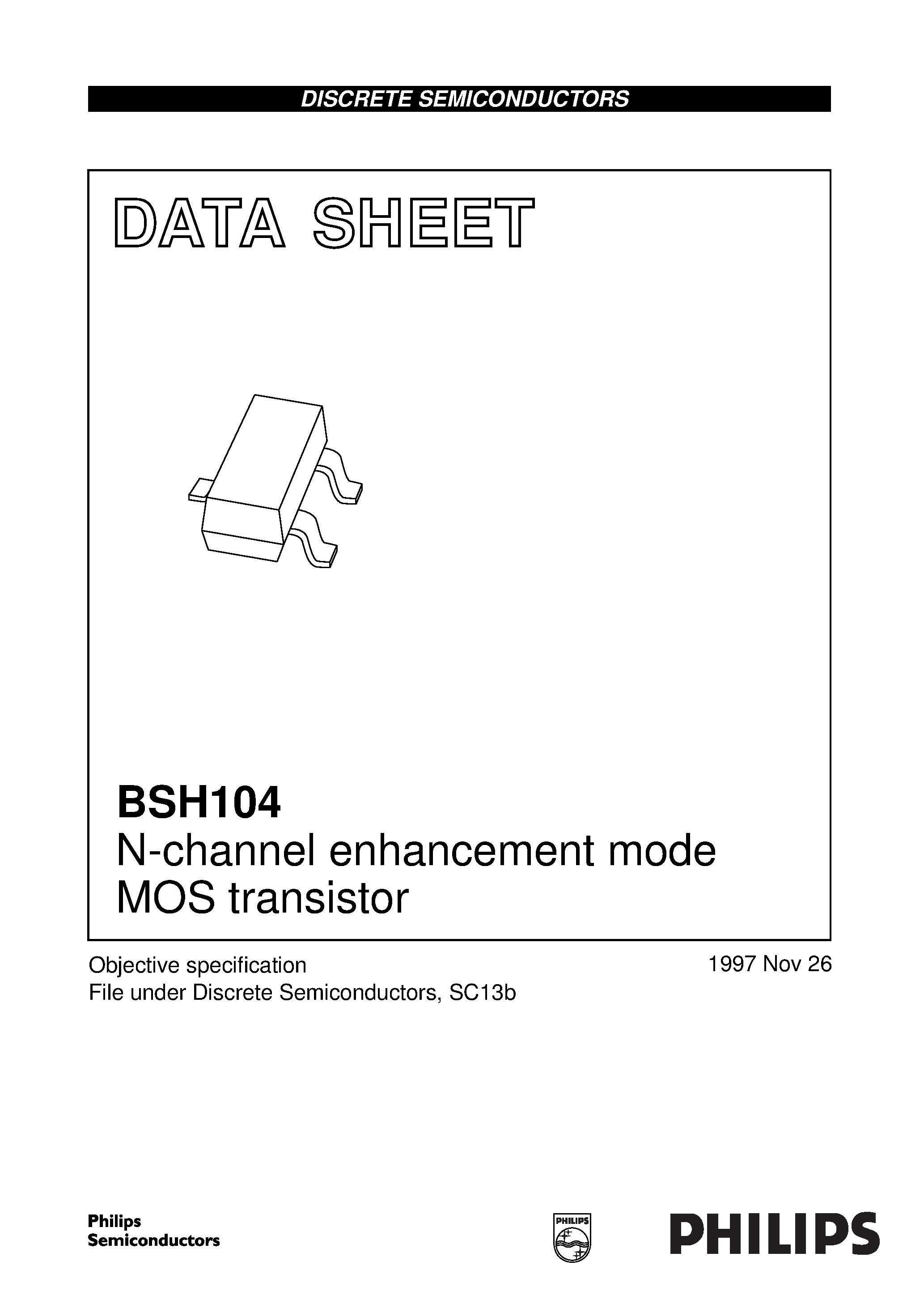 Datasheet BSH104 - N-channel enhancement mode MOS transistor page 1