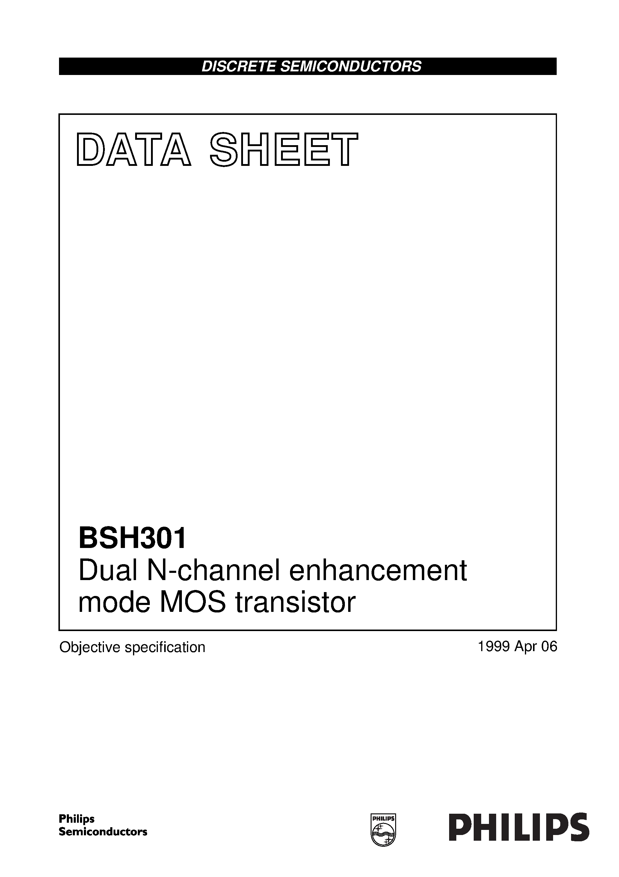 Datasheet BSH301 - Dual N-channel enhancement mode MOS transistor page 1