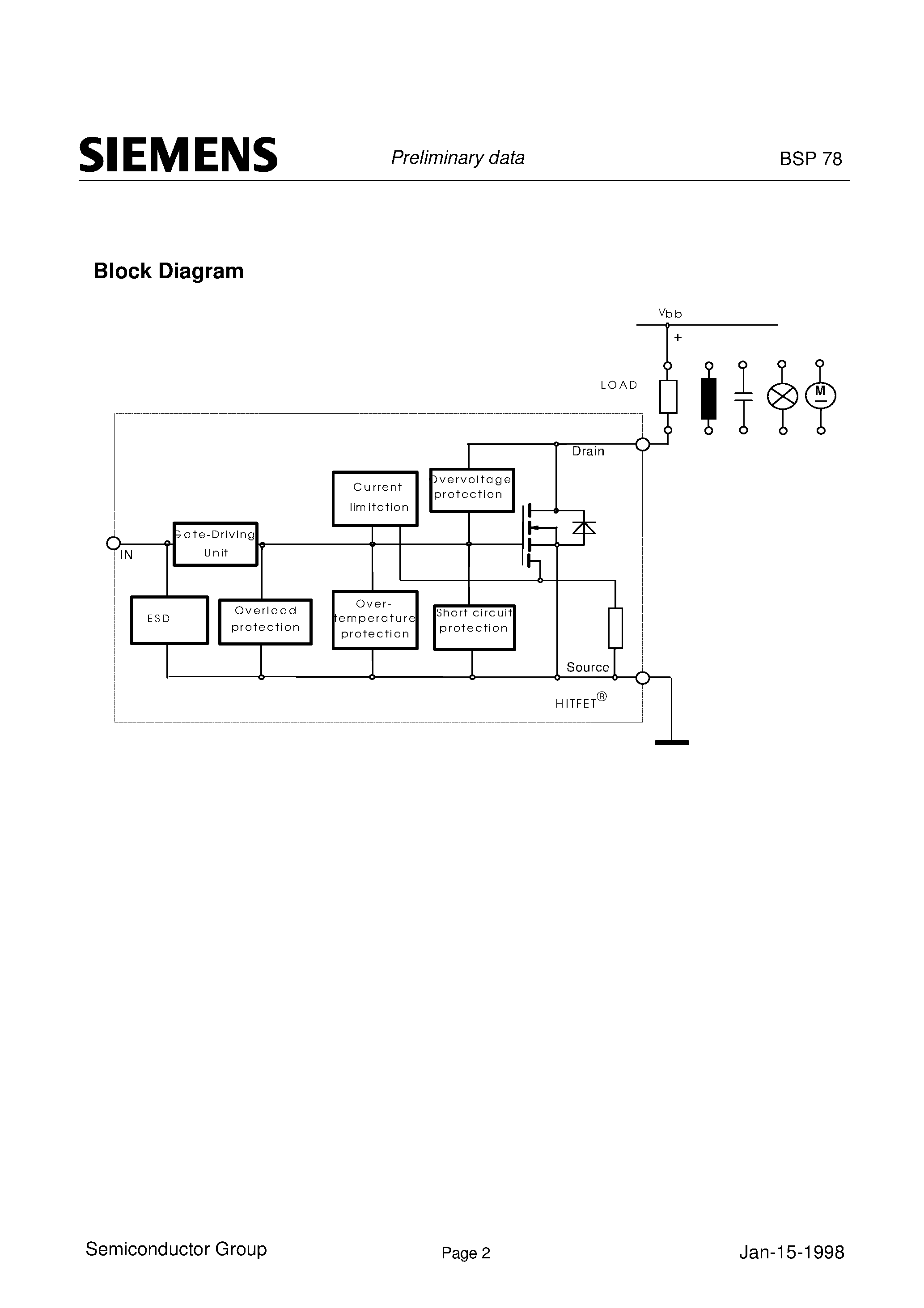 Даташит на микросхему BSP78 страница 2 Даташит BSP78 - Smart Lowside Power Switch (Logic Level Input Input Protection ESD Thermal shutdown with auto restart) страница 2