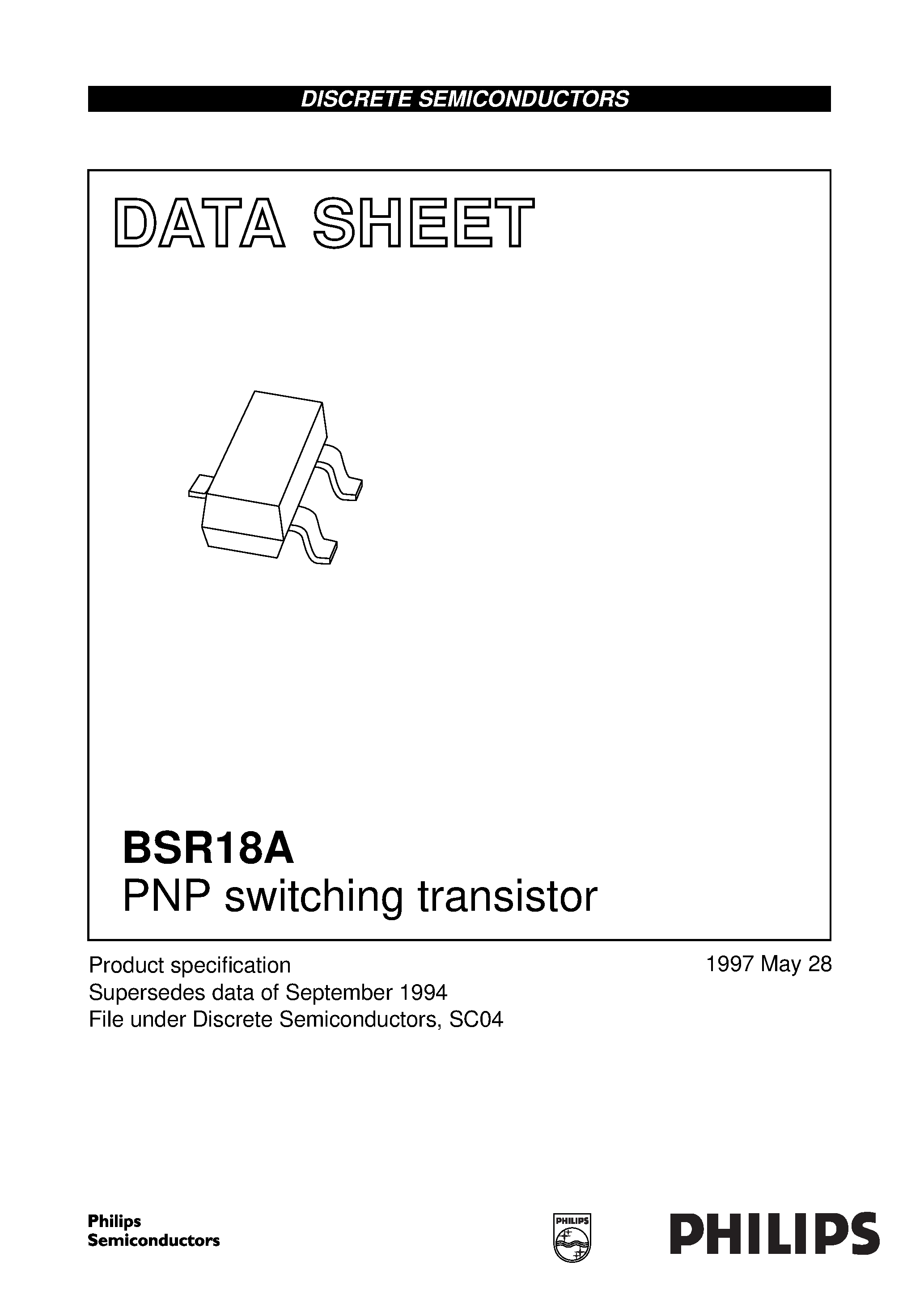 Даташит на микросхему BSR18 страница 1 Даташит BSR18 - PNP switching transistor страница 1