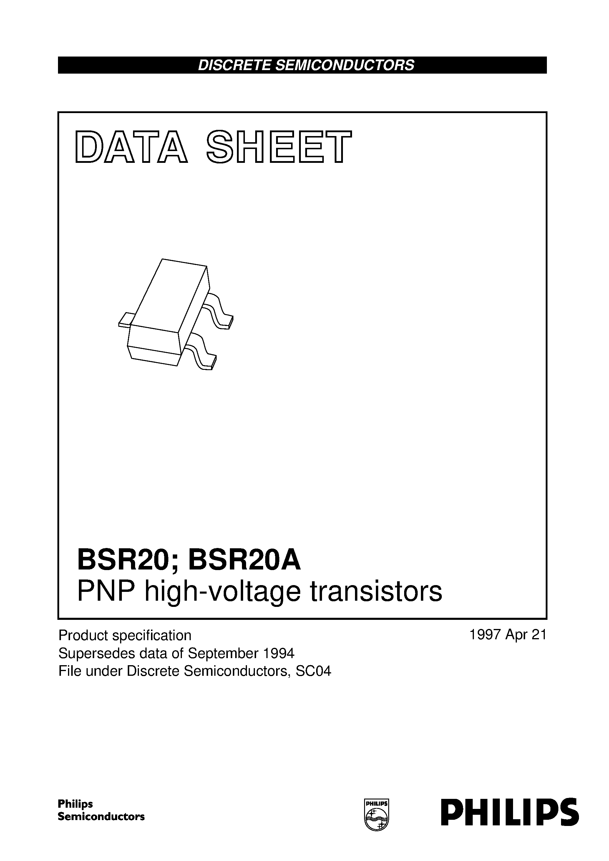Даташит BSR20 - PNP high-voltage transistors страница 1