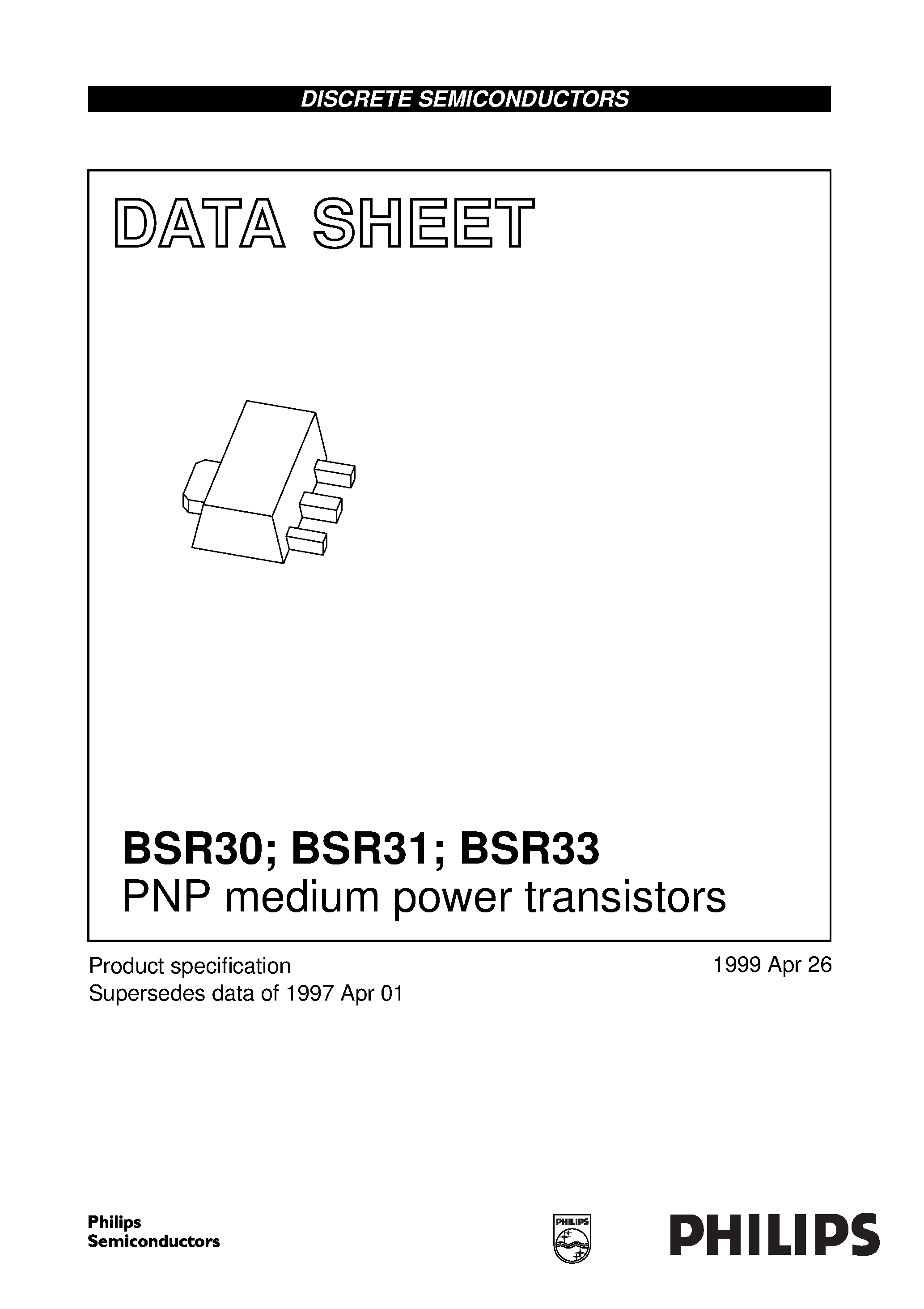 Даташит BSR31 - PNP medium power transistors страница 1