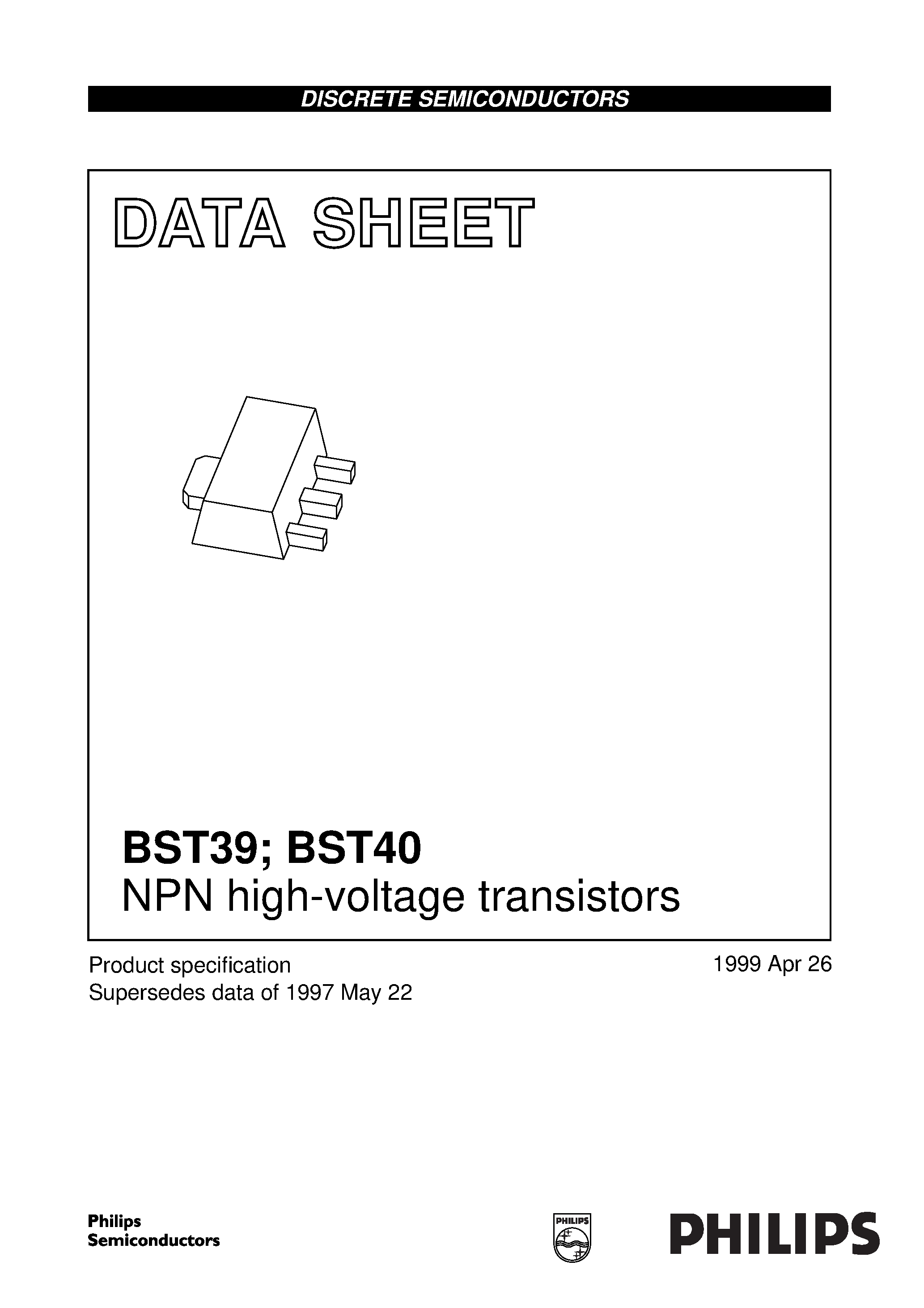 Даташит BST40 - NPN high-voltage transistors страница 1