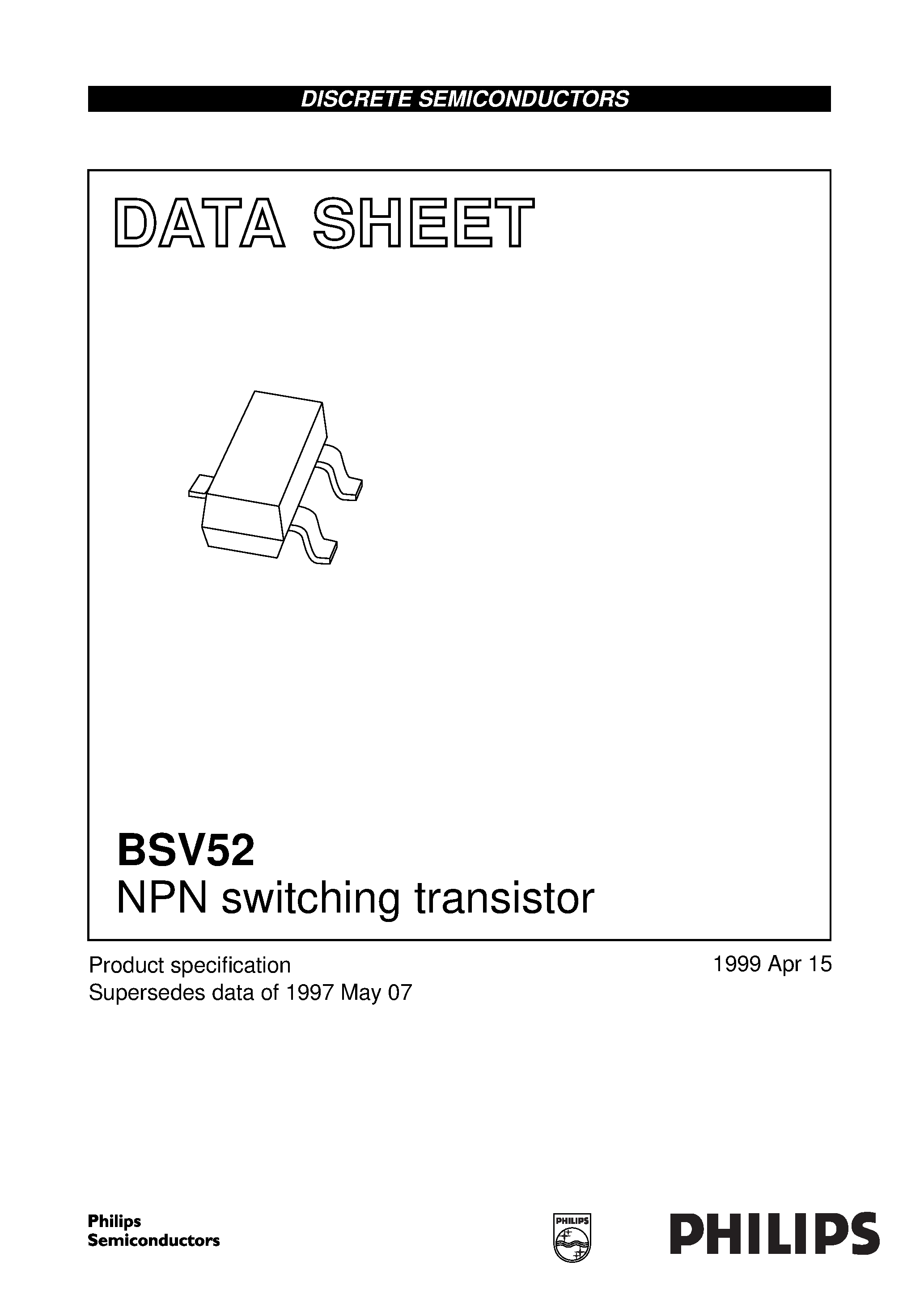 Даташит на микросхему BSV52 страница 1 Даташит BSV52 - NPN switching transistor страница 1