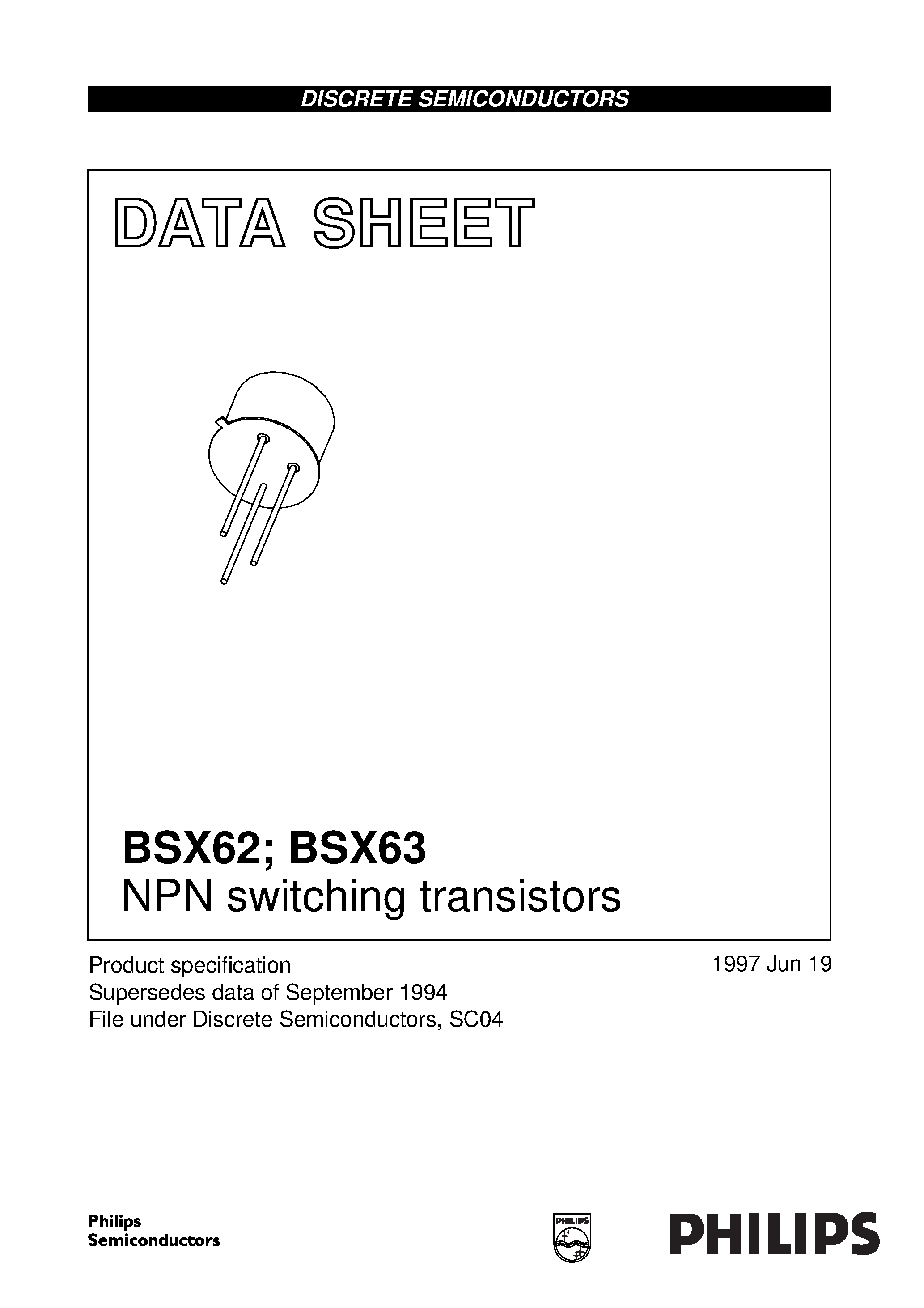 Даташит BSX62-10 - NPN switching transistors страница 1