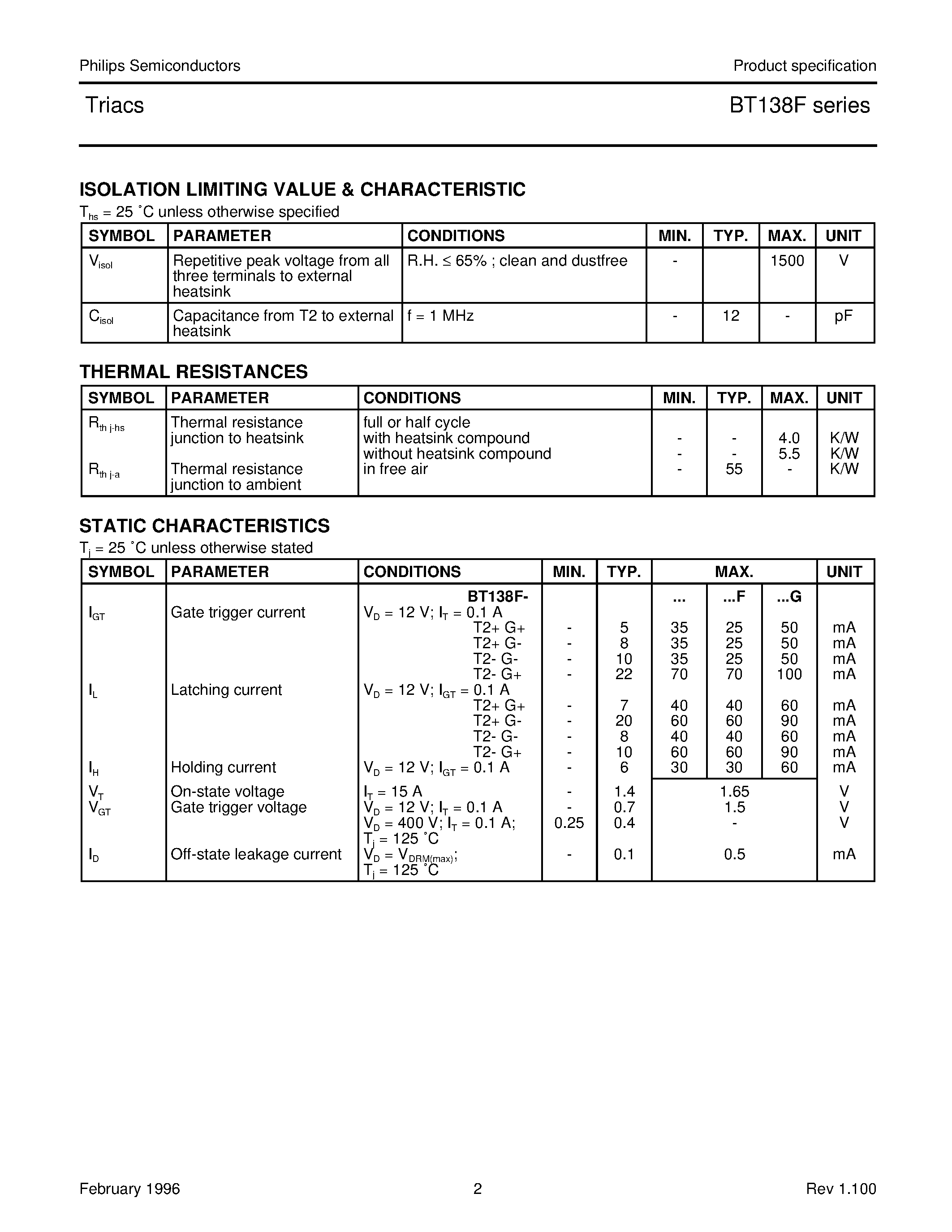 Datasheet BT138F-500G - Triacs page 2