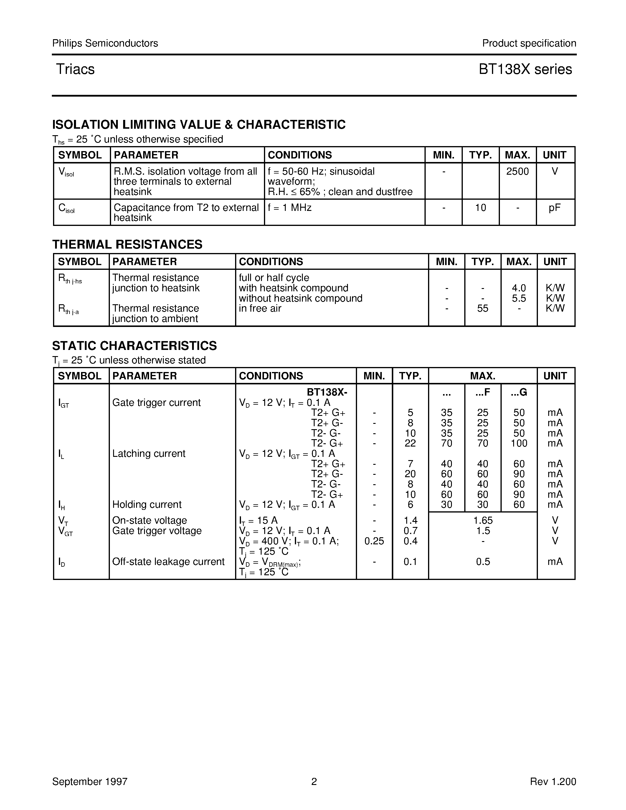 Datasheet BT138X-800F - Triacs page 2