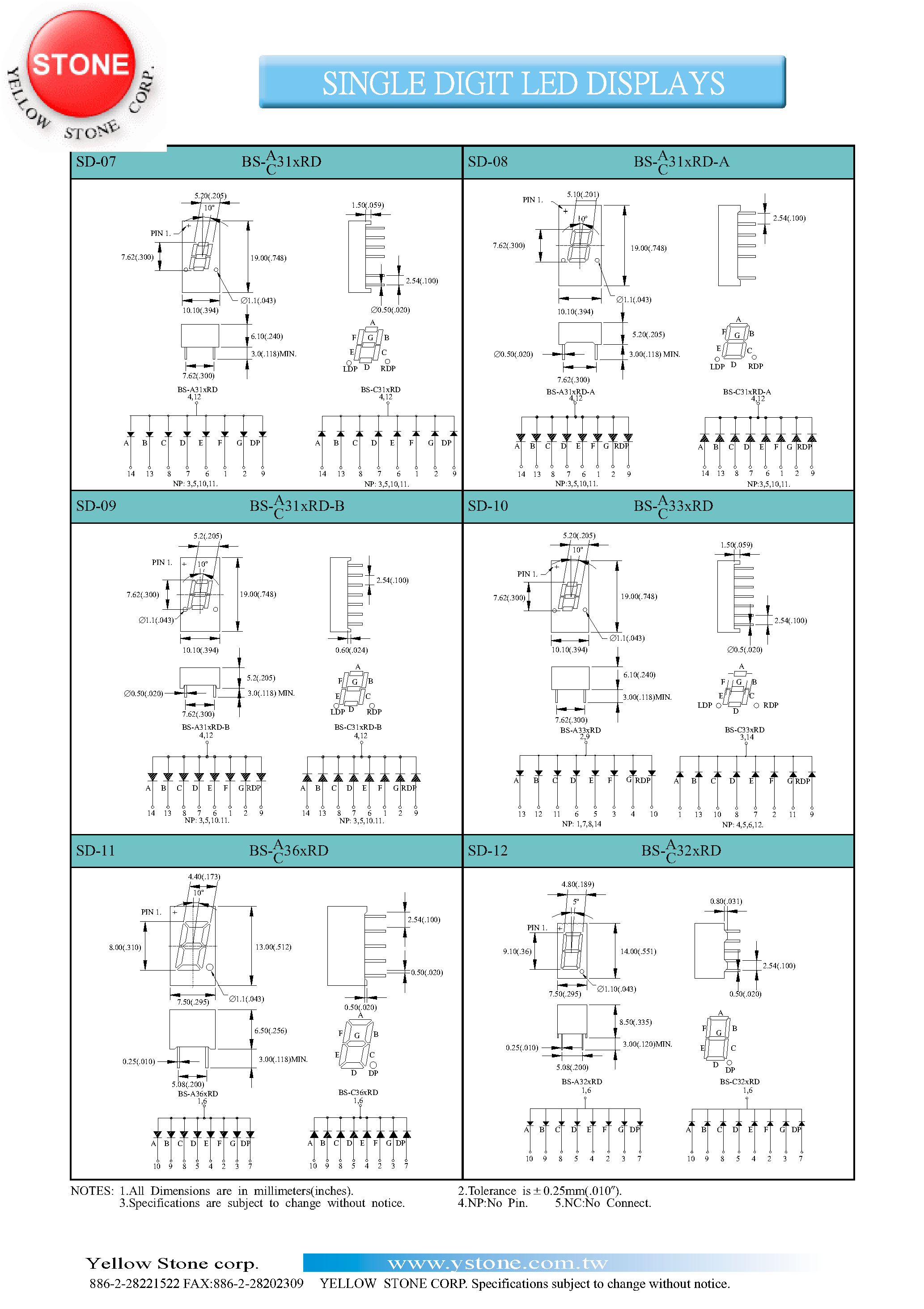 Datasheet BS-A311RD-A - SINGLE DIGIT LED DISPLAYS page 2