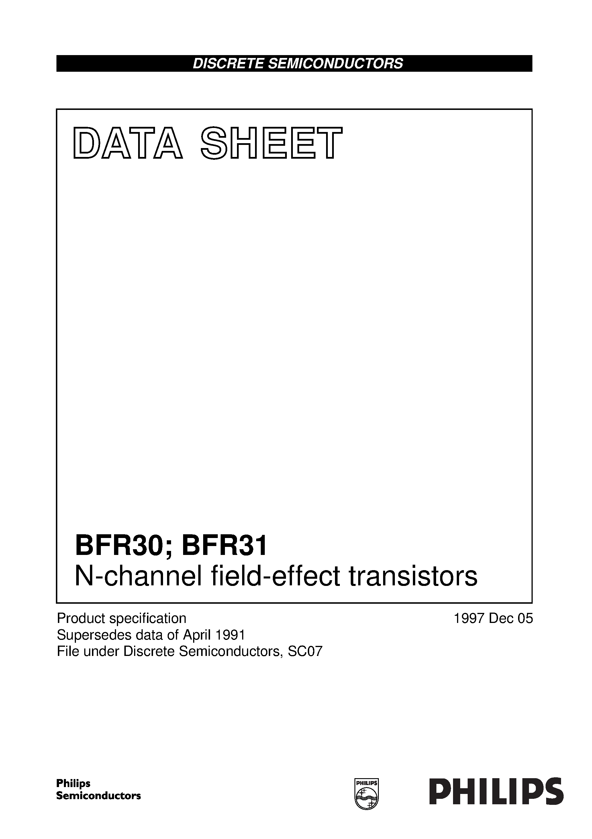 Даташит BFR31 - N-channel field-effect transistors страница 1