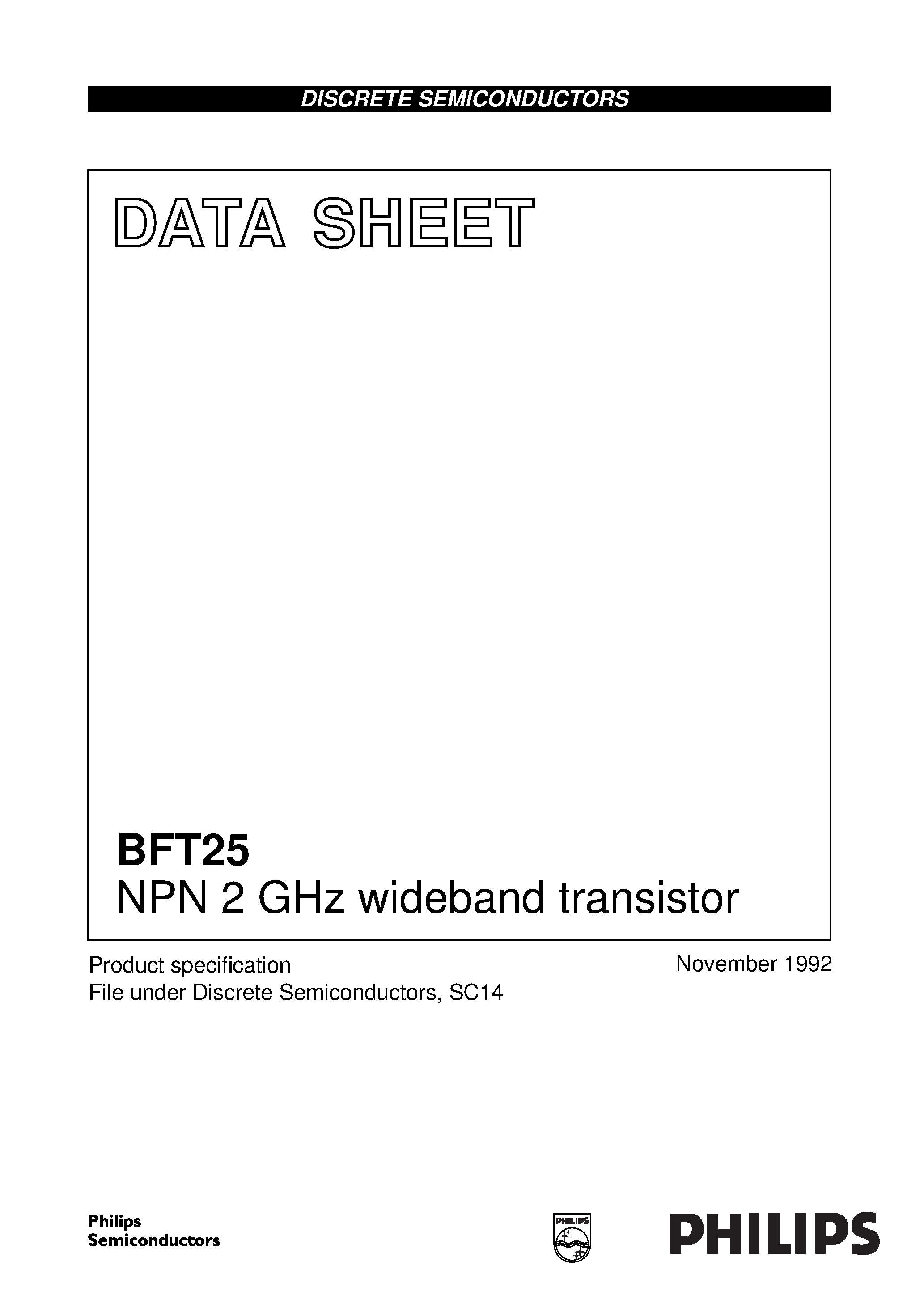 Даташит на микросхему BFT25 страница 1 Даташит BFT25 - NPN 2 GHz wideband transistor страница 1
