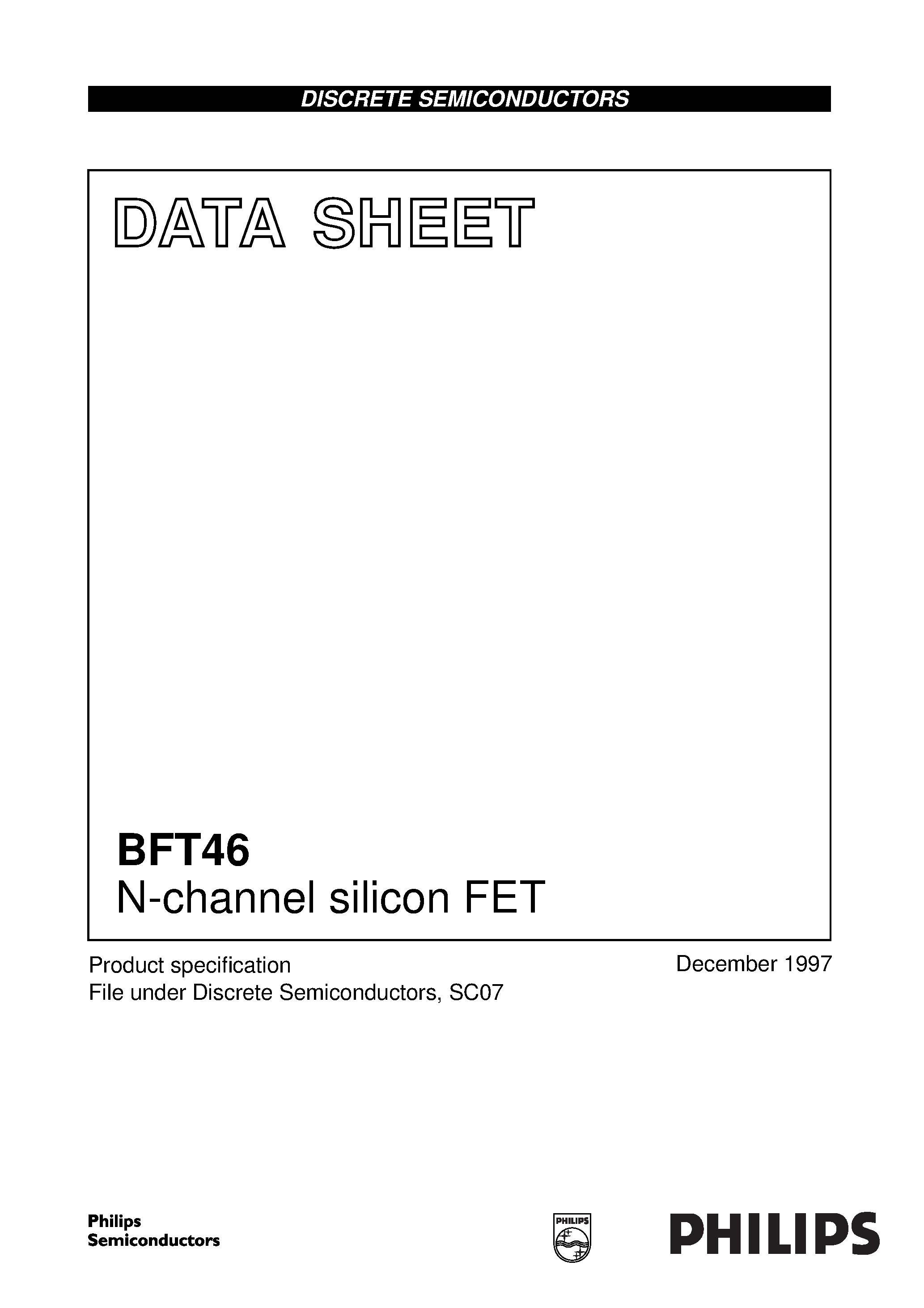 Datasheet BFT46 - N-channel silicon FET page 1