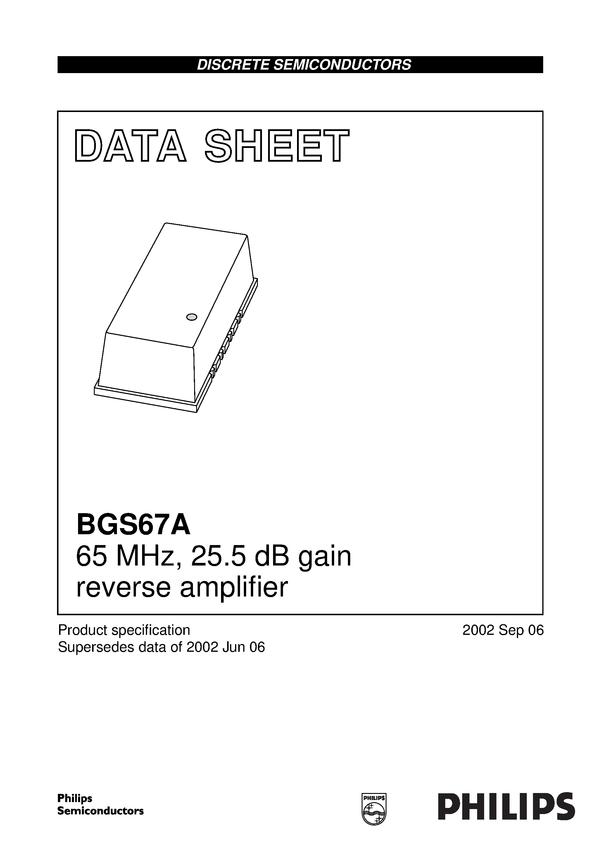 Datasheet BGS67 - 65 MHz/ 25.5 dB gain reverse amplifier page 1