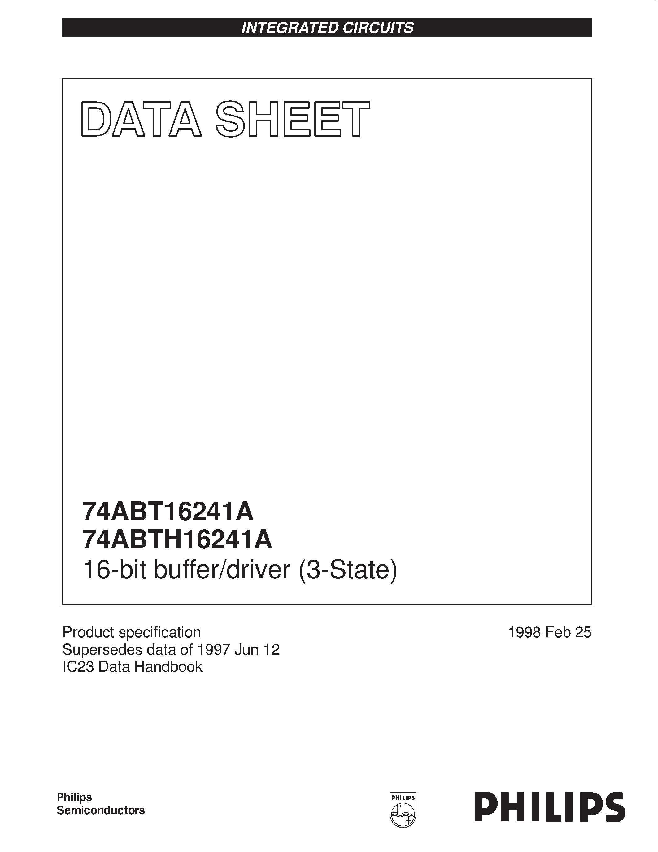 Datasheet BH16241ADL page 1 Datasheet BH16241ADL - 16-bit buffer/driver 3-State page 1
