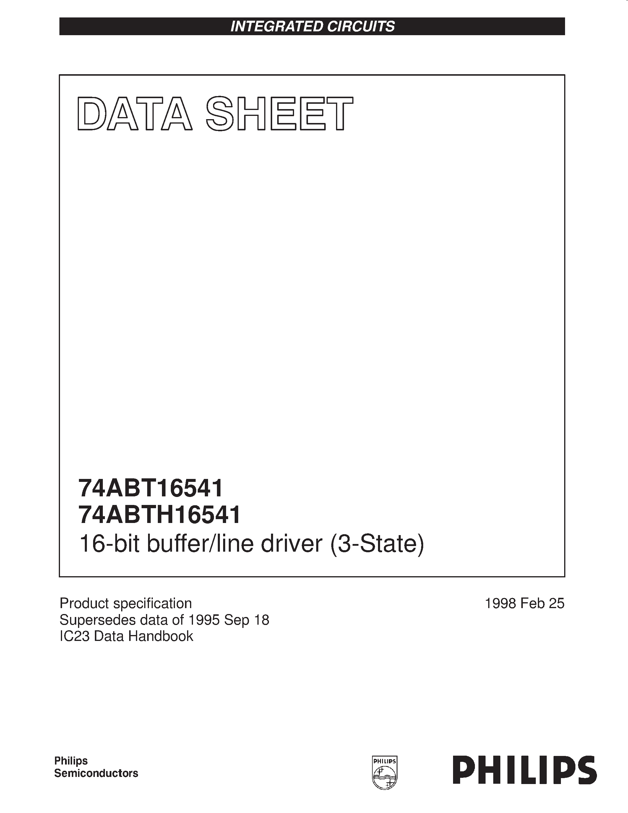 Datasheet BH16541DGG page 1 Datasheet BH16541DGG - 16-bit buffer/line driver 3-State page 1