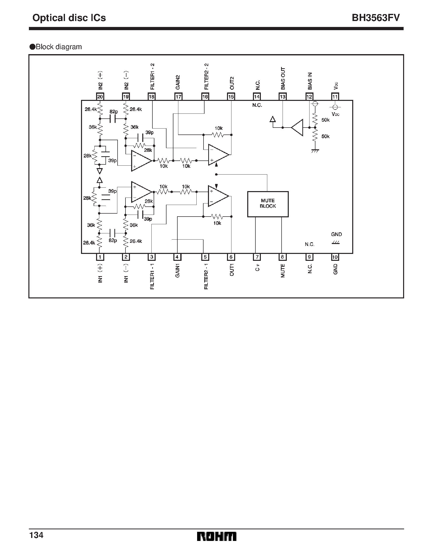 Даташит BH3563FV - Post amplifier applicable with 1- bit D / A converter страница 2