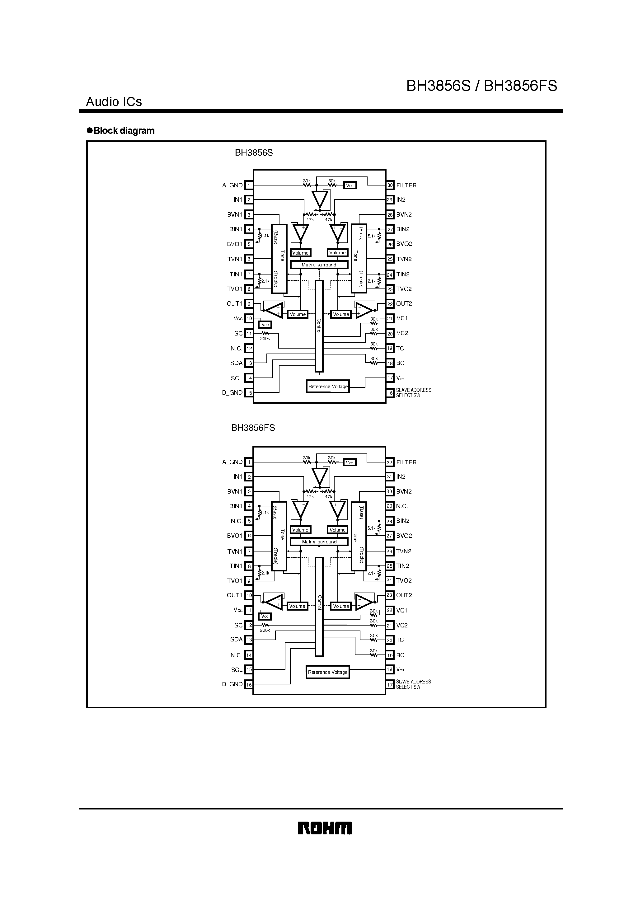 Даташит на микросхему BH3856 страница 2 Даташит BH3856 - 2-wire serial sound control IC страница 2