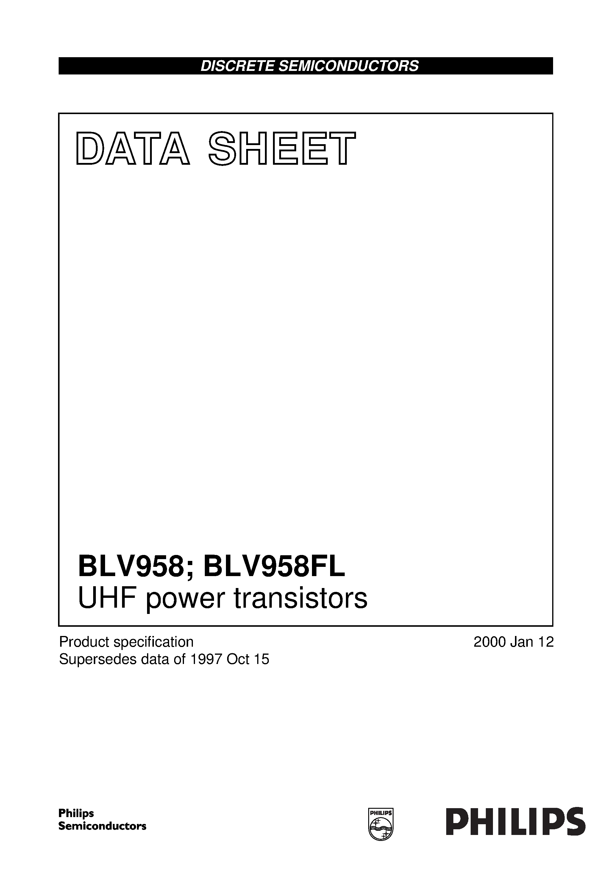 Даташит BLV958 - UHF power transistors страница 1