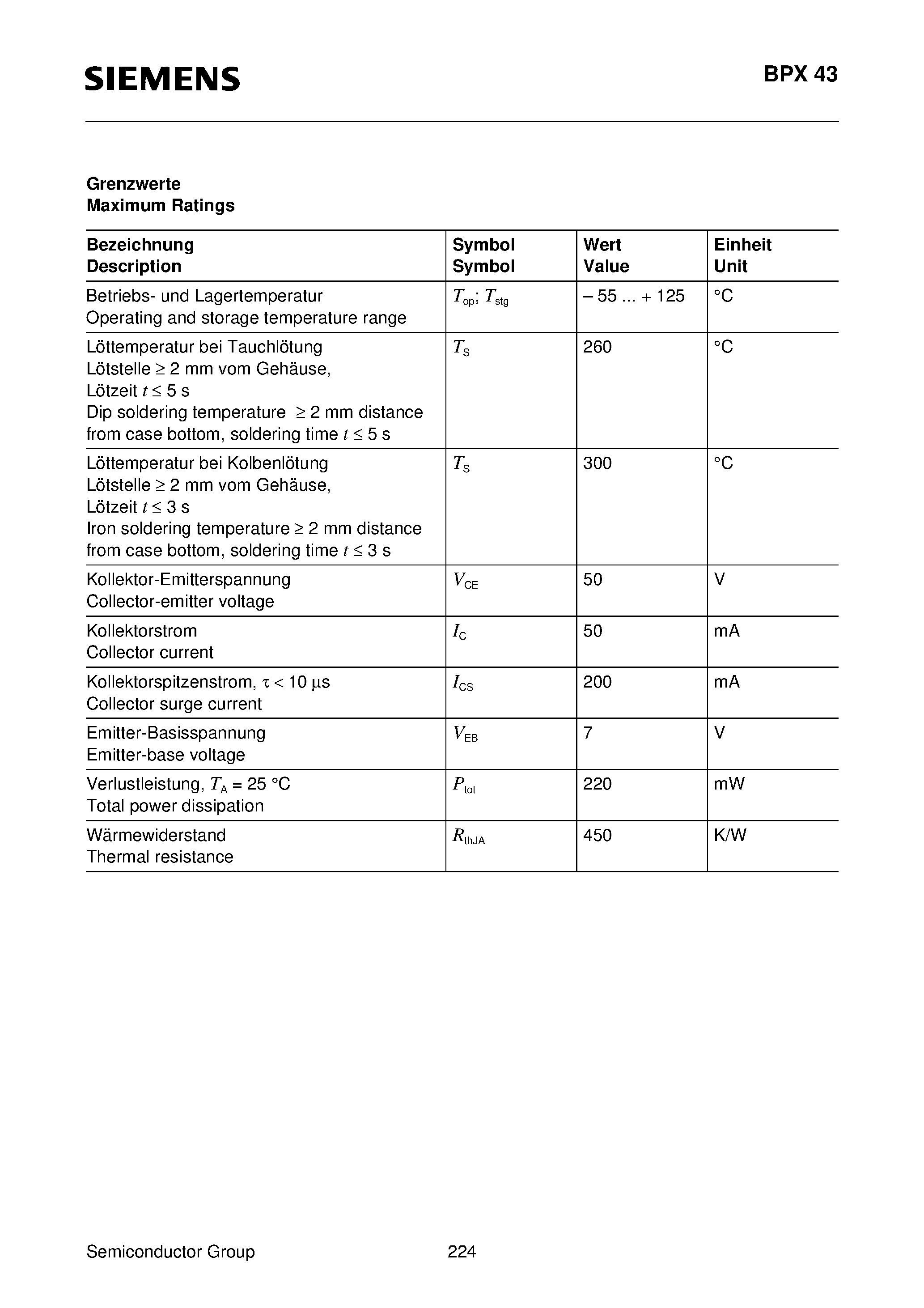 Datasheet BPX43-2 - NPN-Silizium-Fototransistor Silicon NPN Phototransistor page 2