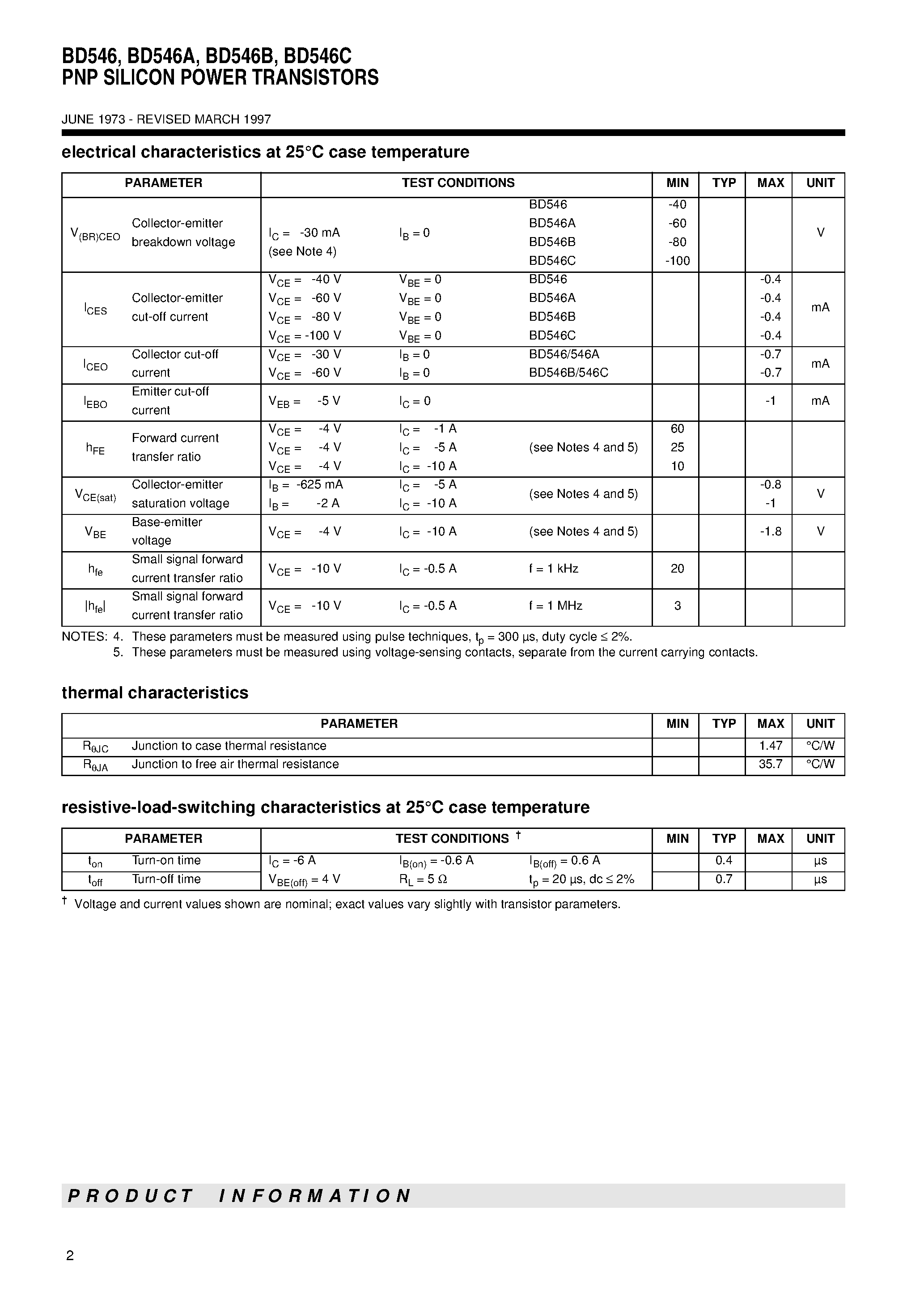 Даташит BD546B - PNP SILICON POWER TRANSISTORS страница 2