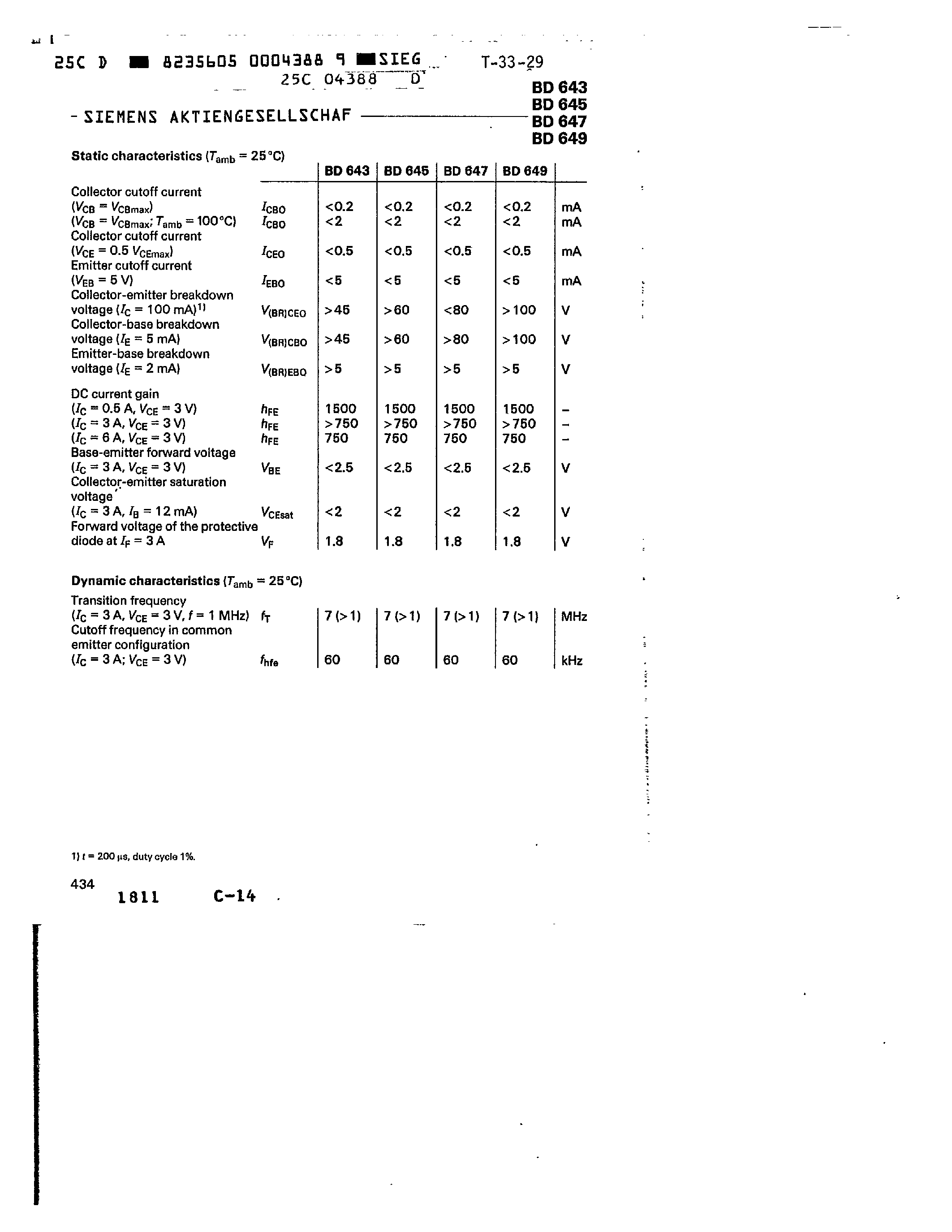 Даташит BD650 - PNP SILICON DARLINGTON TRANSISTORS страница 2