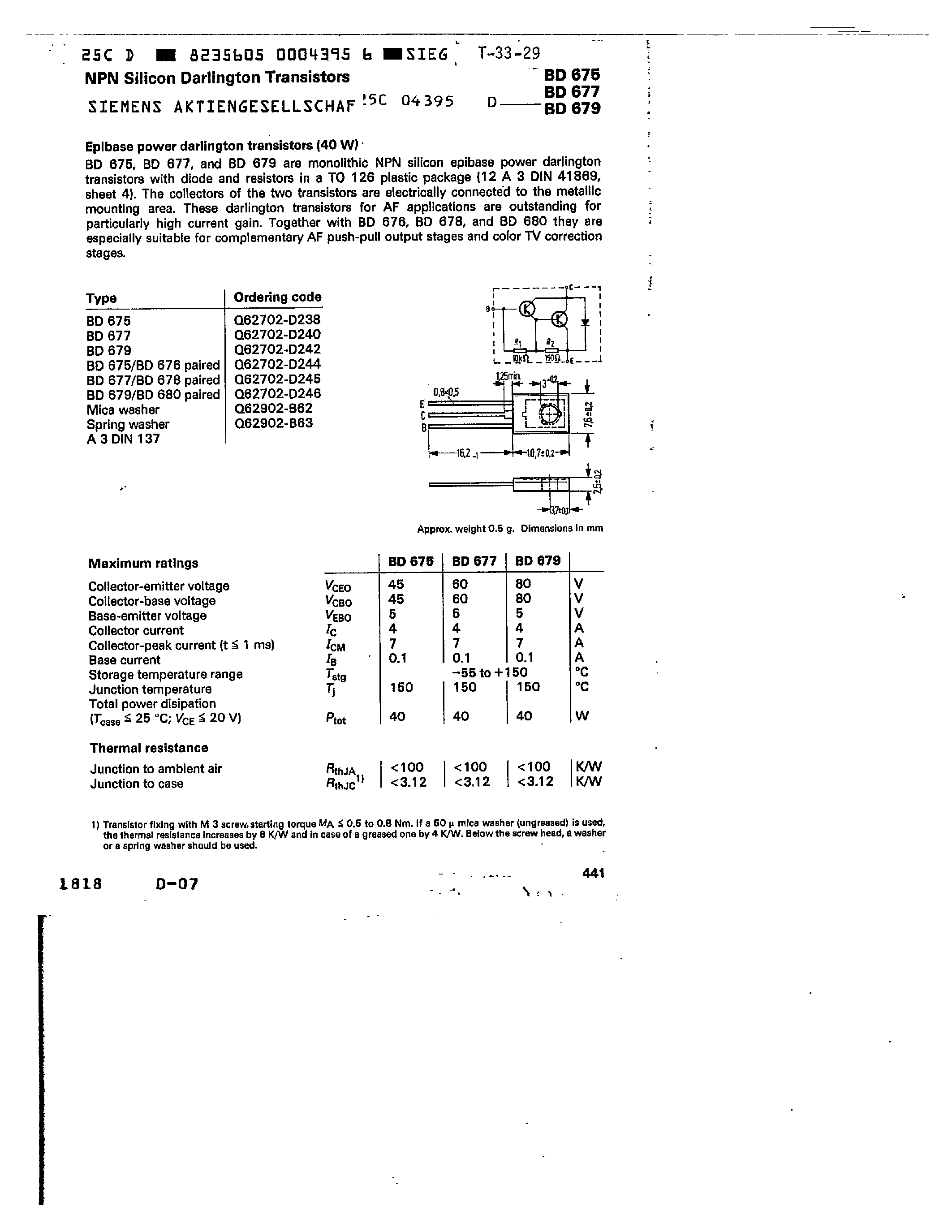 Даташит BD680 - PNP SILICON DARLINGTON TRANSISTORS страница 1
